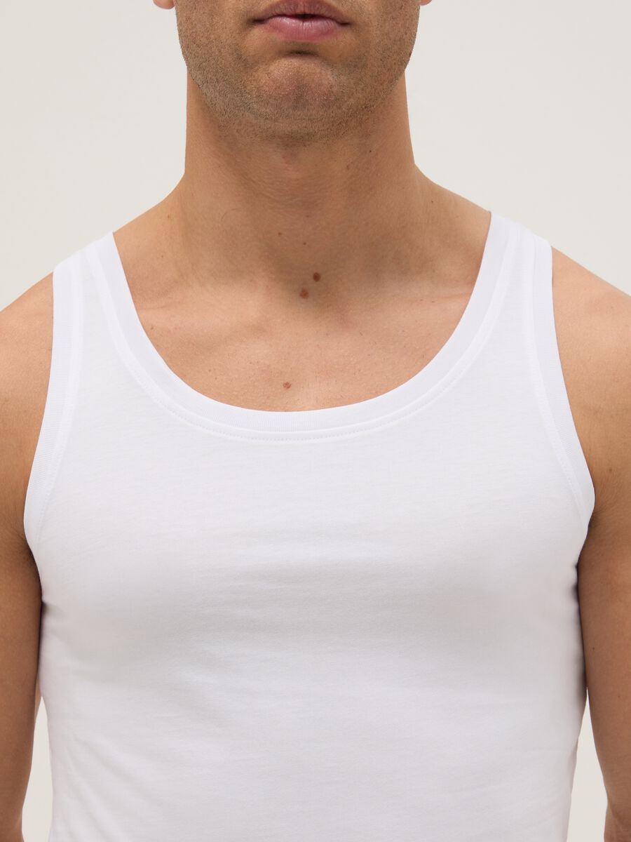 White pure cotton tank top regular fit_1