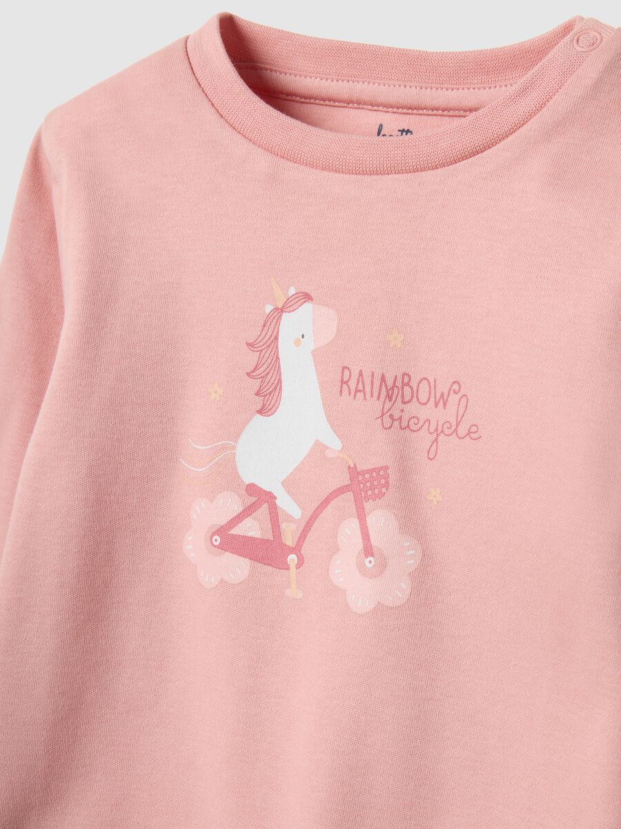 Baby girl's pink pure cotton pyjamas in regular fit with print_2