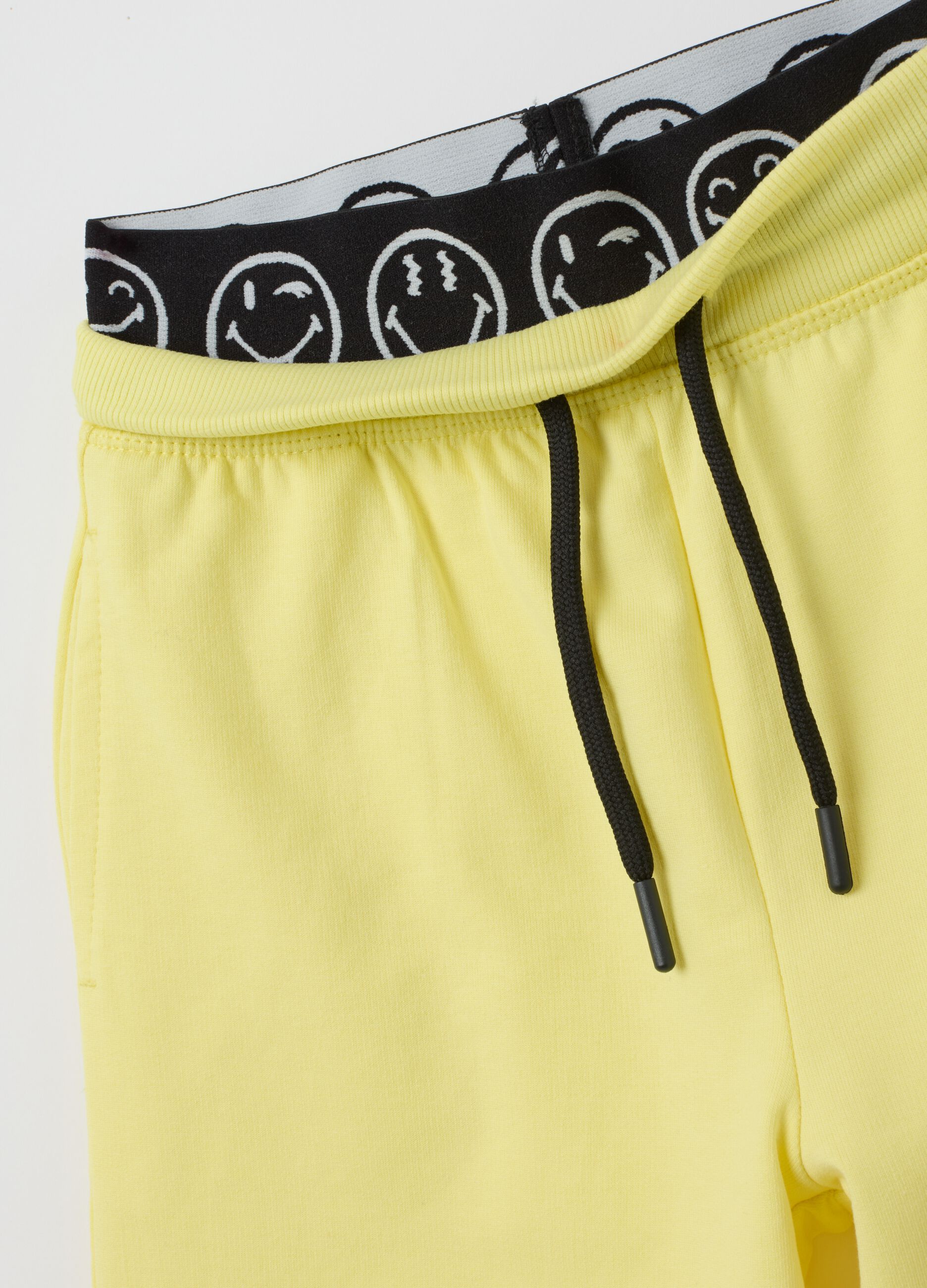 Yellow children's cotton shorts with print