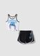 Girl's multicolour stretch cotton fitted set with Stitch_3