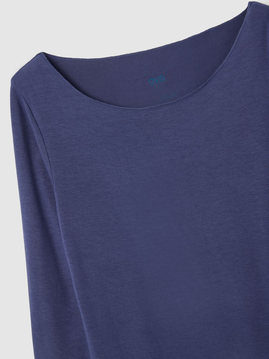 Long Sleeve Stretch Blue Top_5