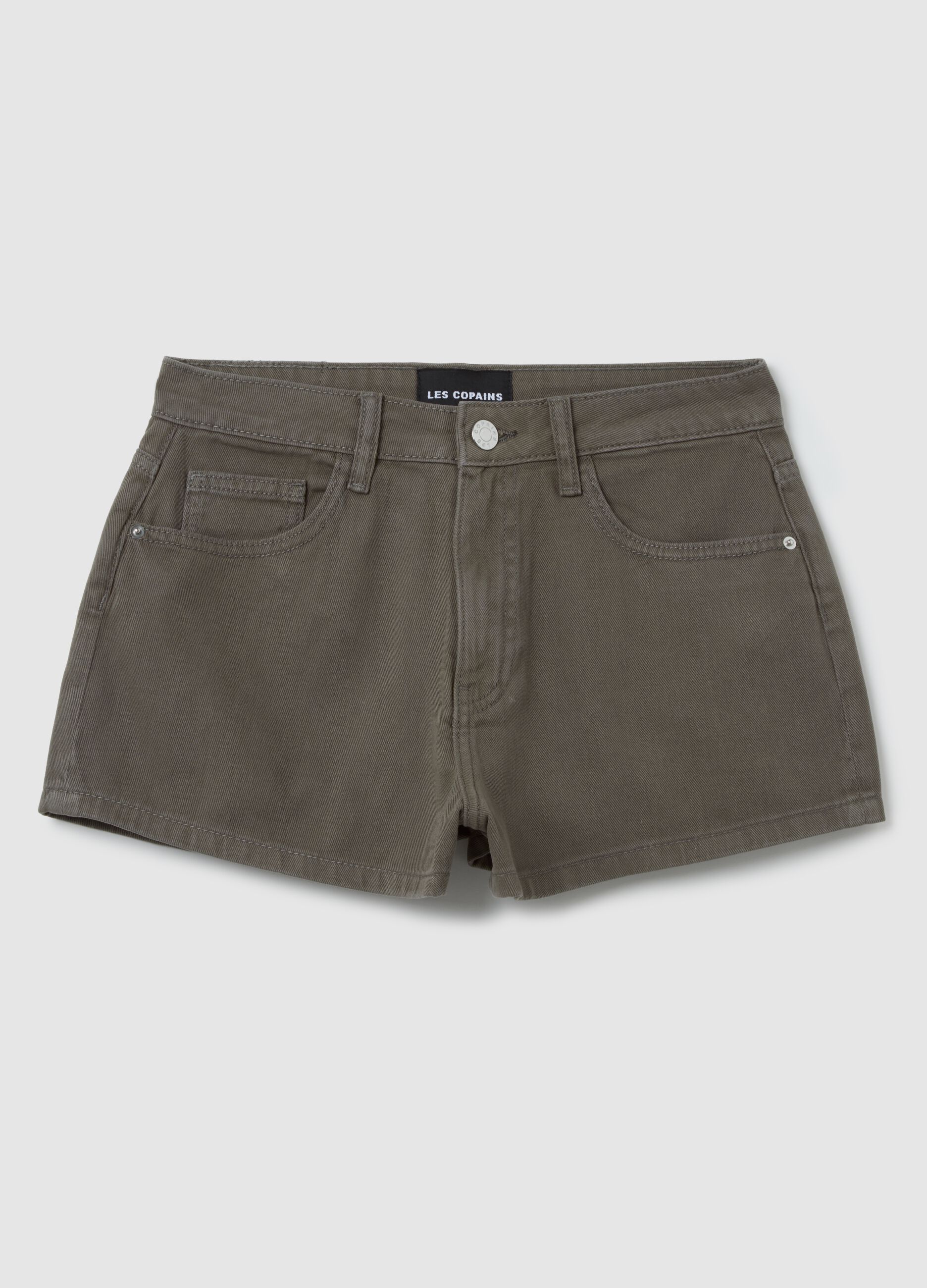 Shorts grigi da donna in puro cotone regular fit