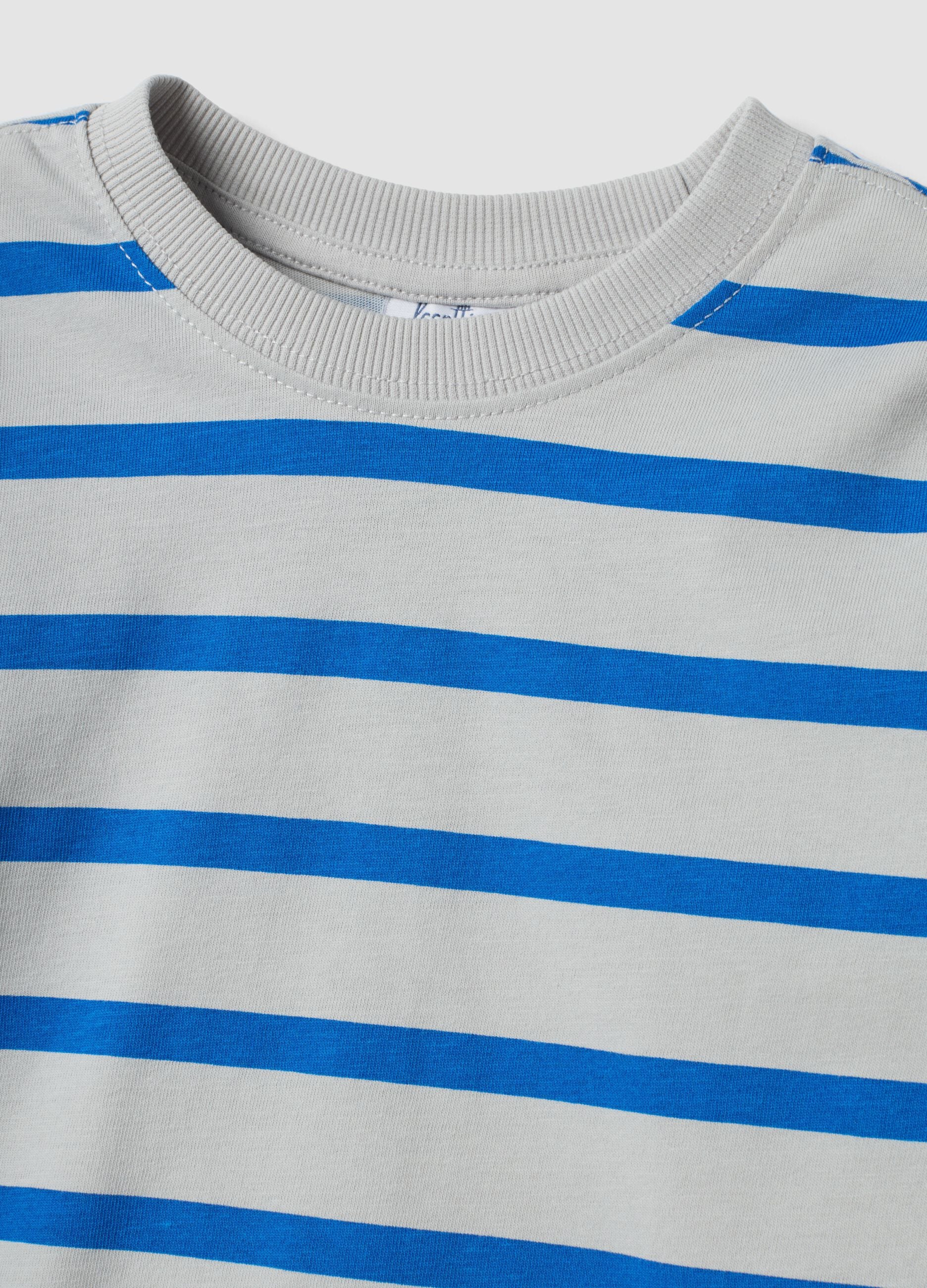 Oversized Multicolour Striped Organic Cotton T-Shirt for Baby Boy