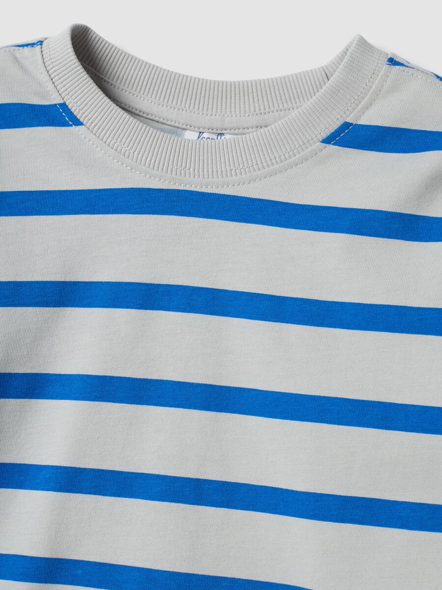Oversized Multicolour Striped Organic Cotton T-Shirt for Baby Boy_2
