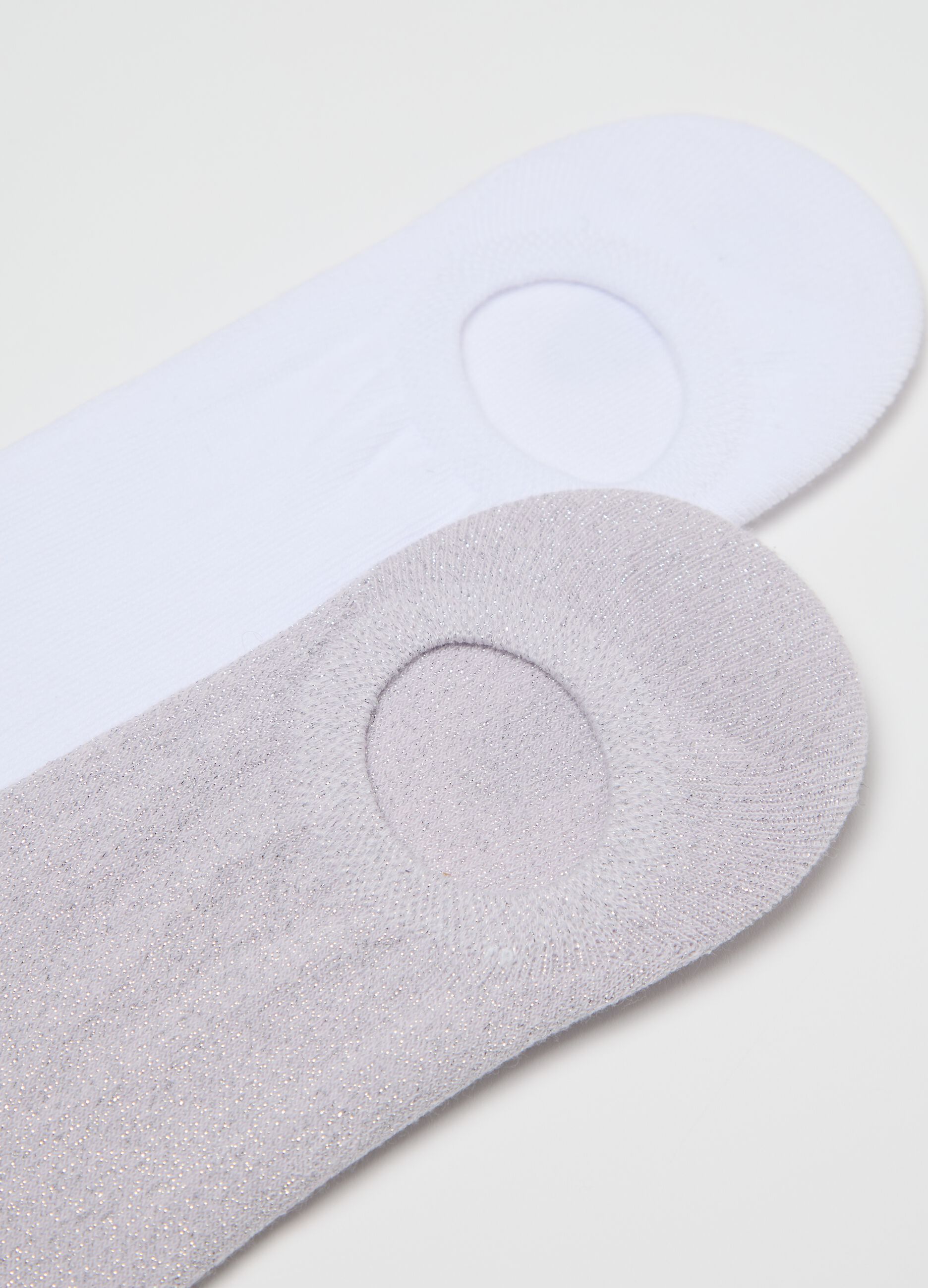 White and grey invisible socks with glitter