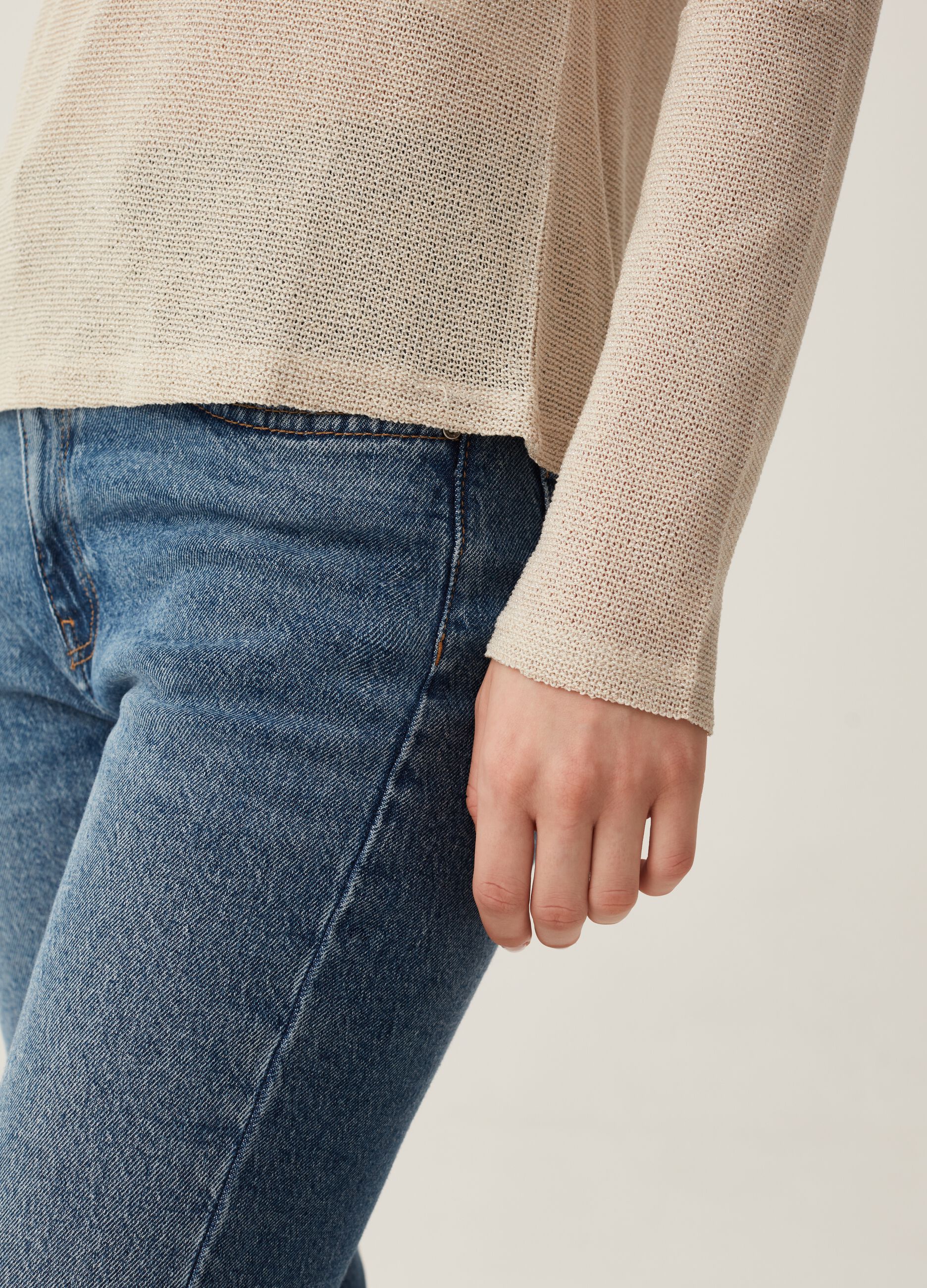 T-shirt in lurex effetto tricot_3