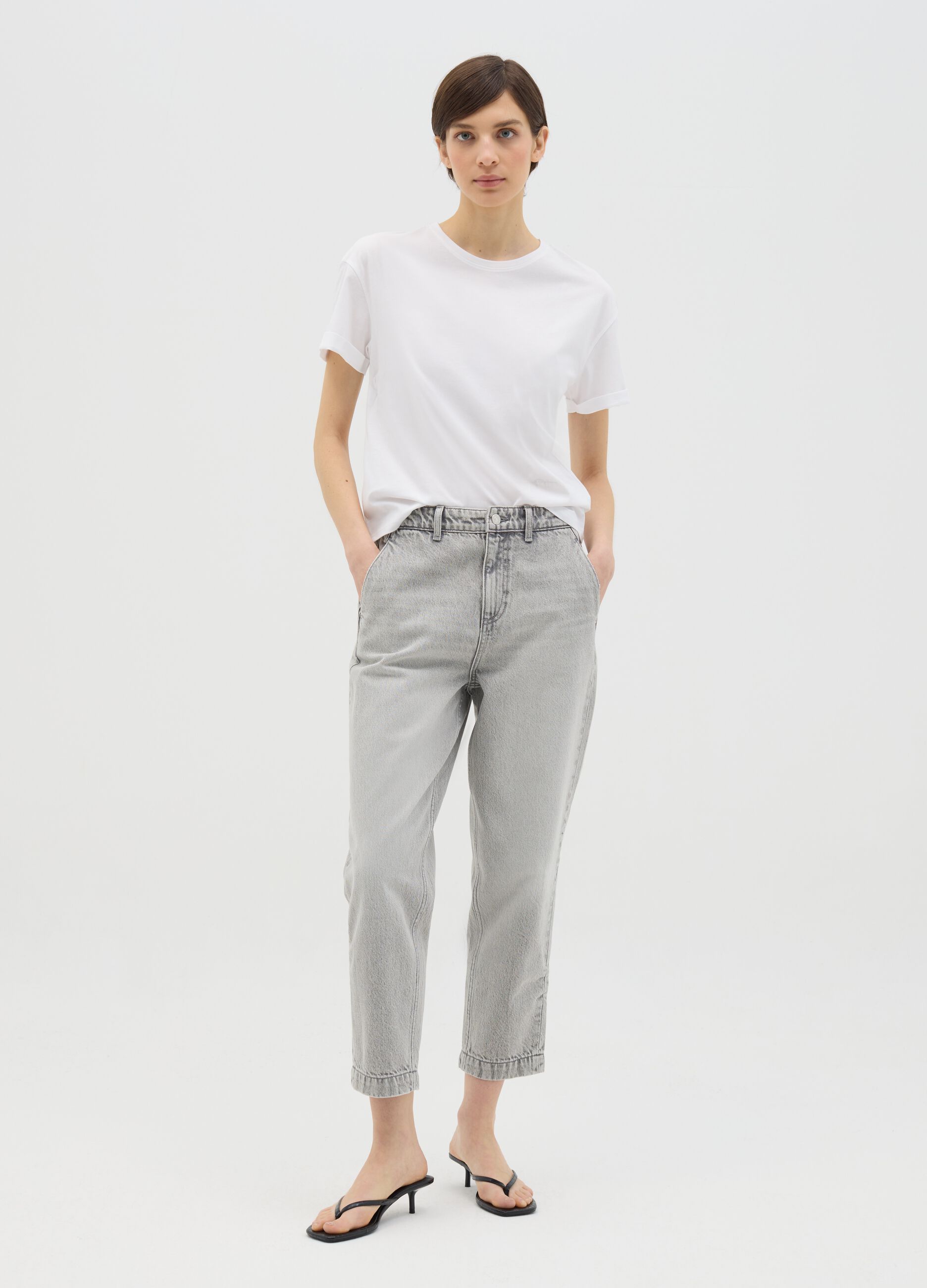 T-shirt in cotone boxy fit bianca