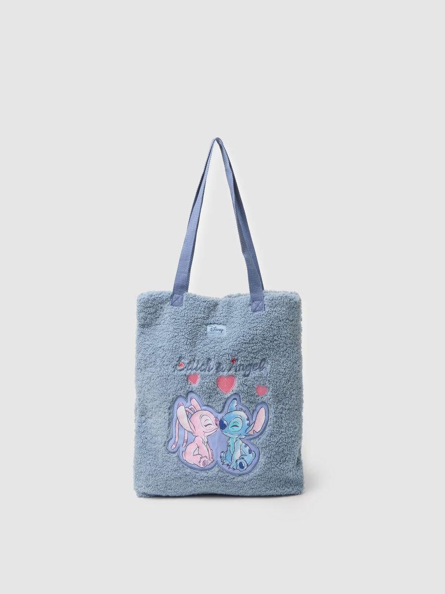Borsa in pile blu con stampa Disney_0