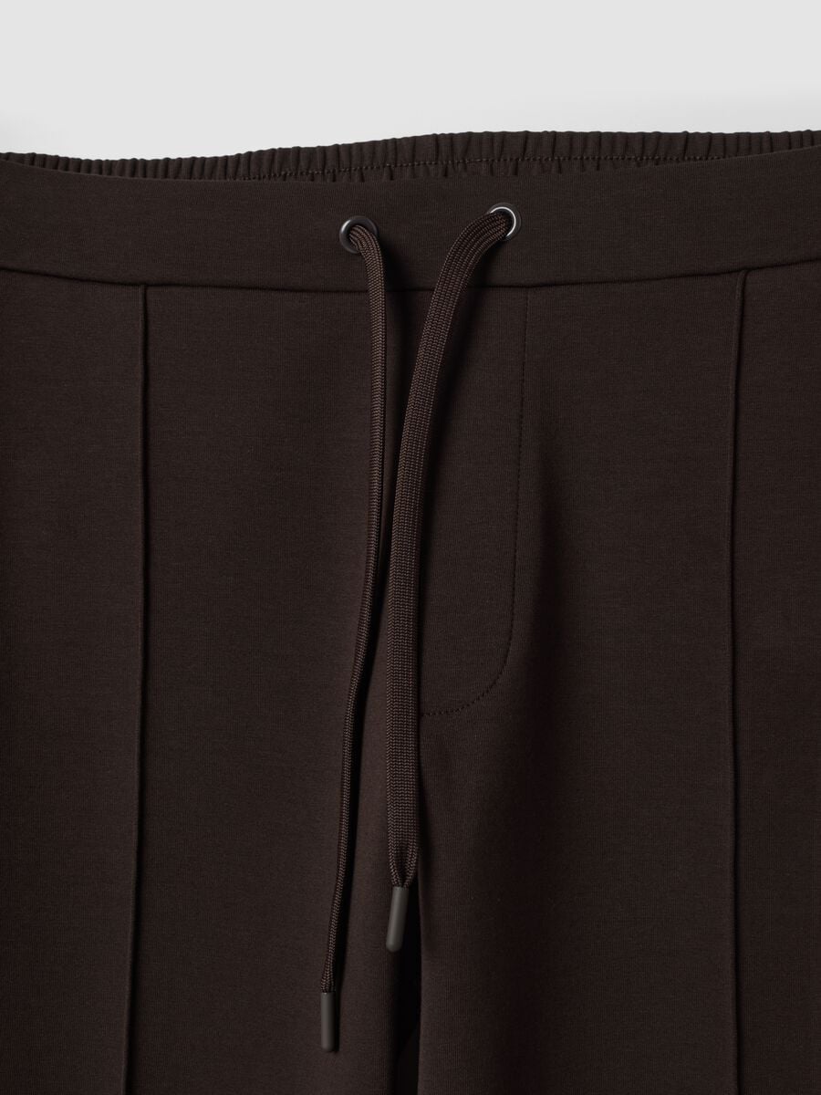 Brown stretch-cotton regular-fit trousers_1