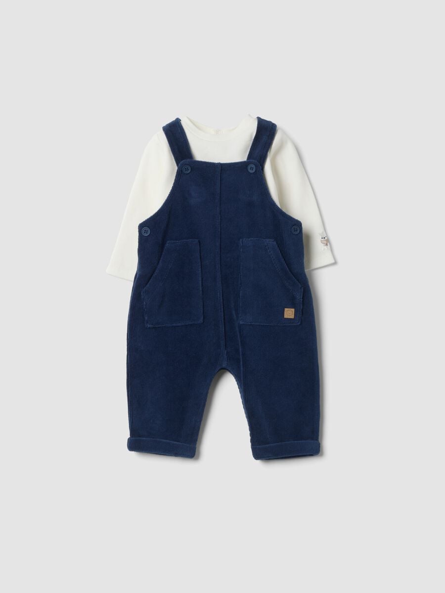 Completo blu in misto cotone organico due pezzi_0