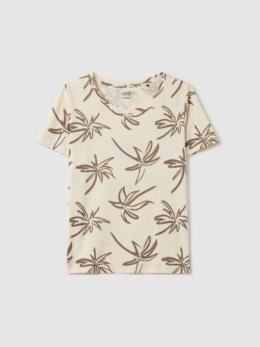 Beige T-shirt with floral print_4