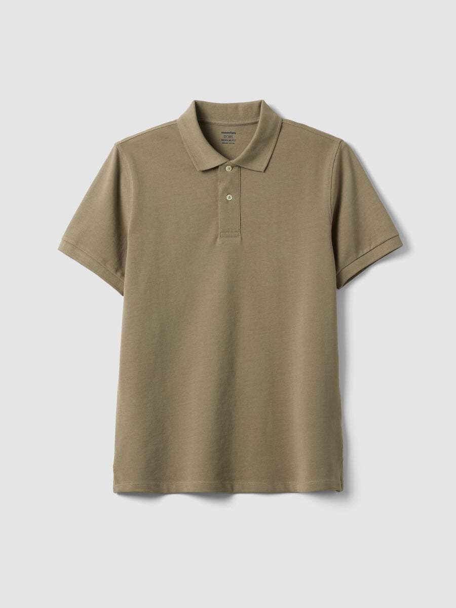 Polo beige in puro cotone organico a maniche corte regular fit_4