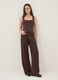 Wide leg stretchy cotton brown jogger trousers_0
