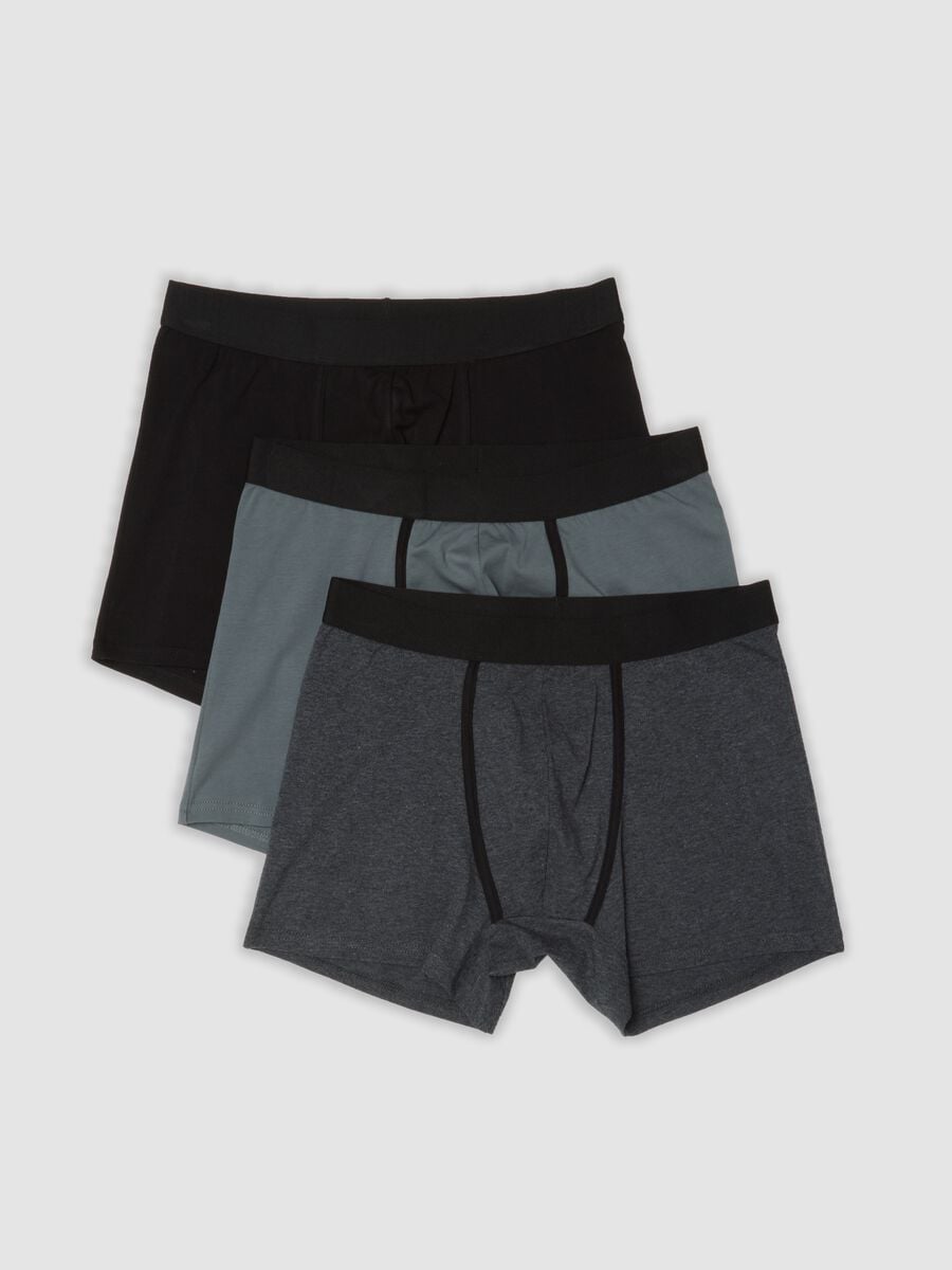 Tripack di boxer midi grigi in cotone organico elasticizzato_4