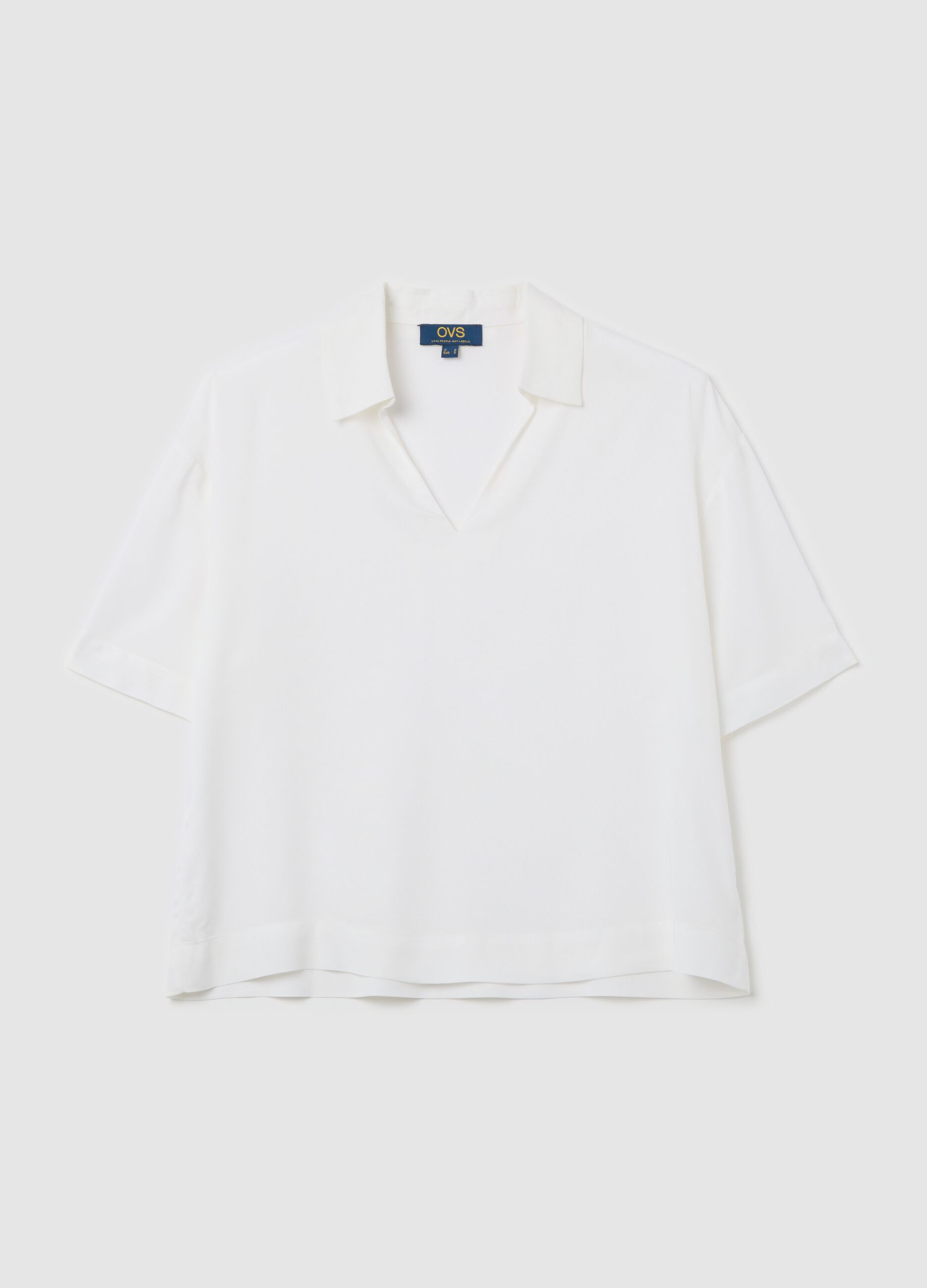 Viscose blouse with polo neck
