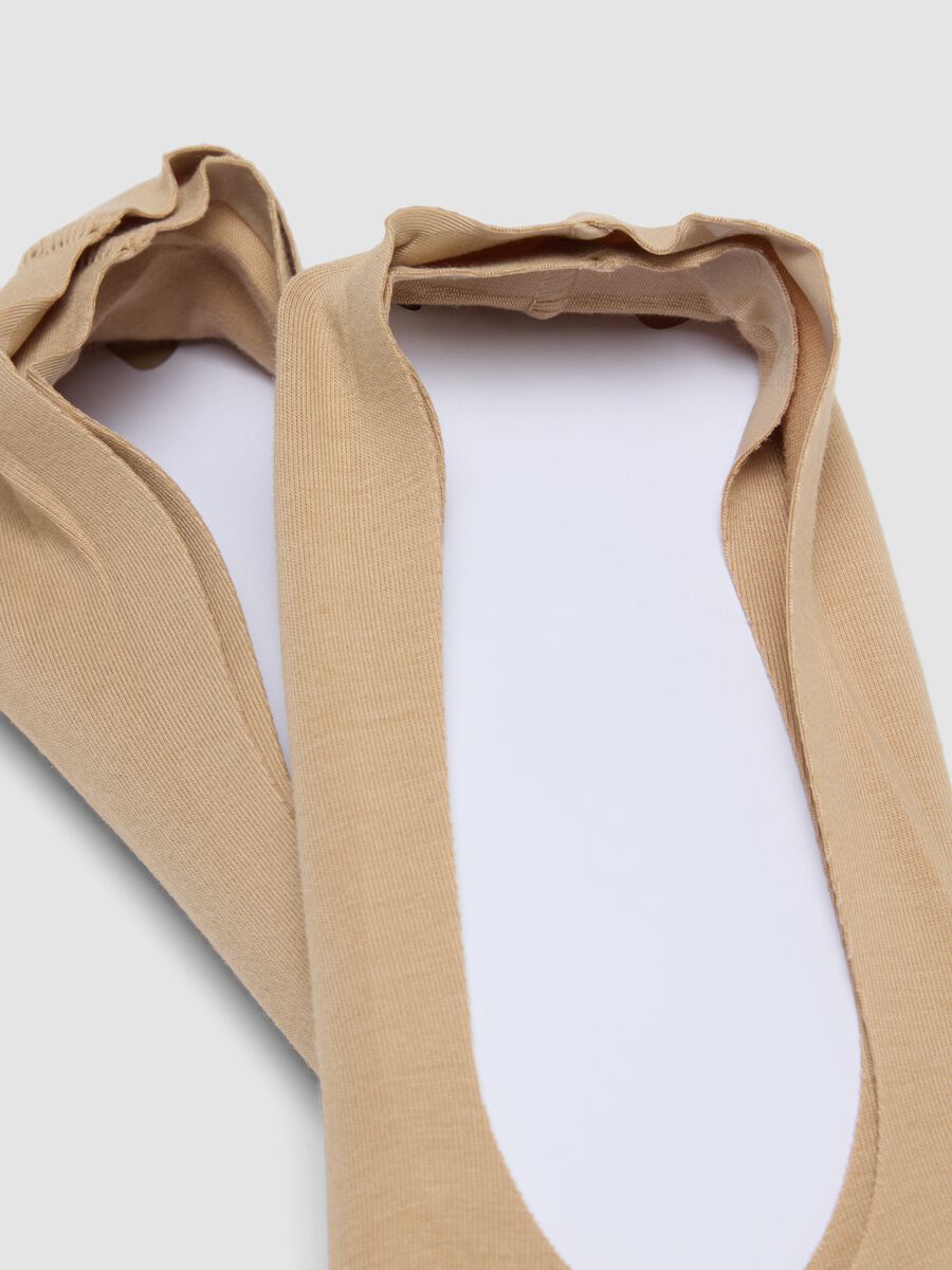 Two-pack of invisible beige cotton blend socks_2