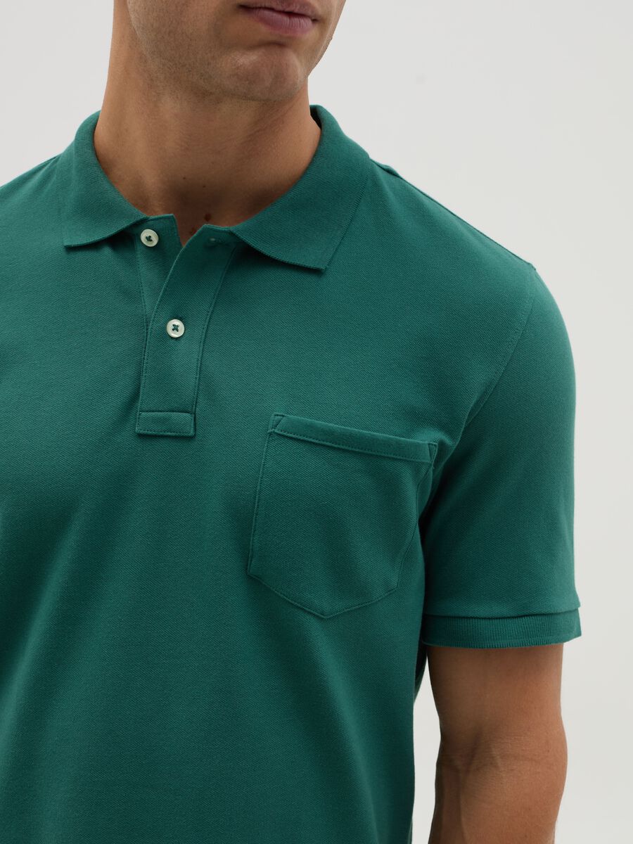 Polo in cotone stretch con tasca _3
