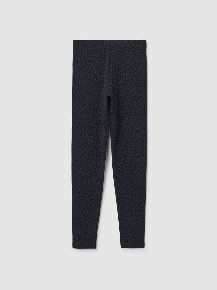 Leggings da ragazza in cotone elasticizzato nero skinny_1