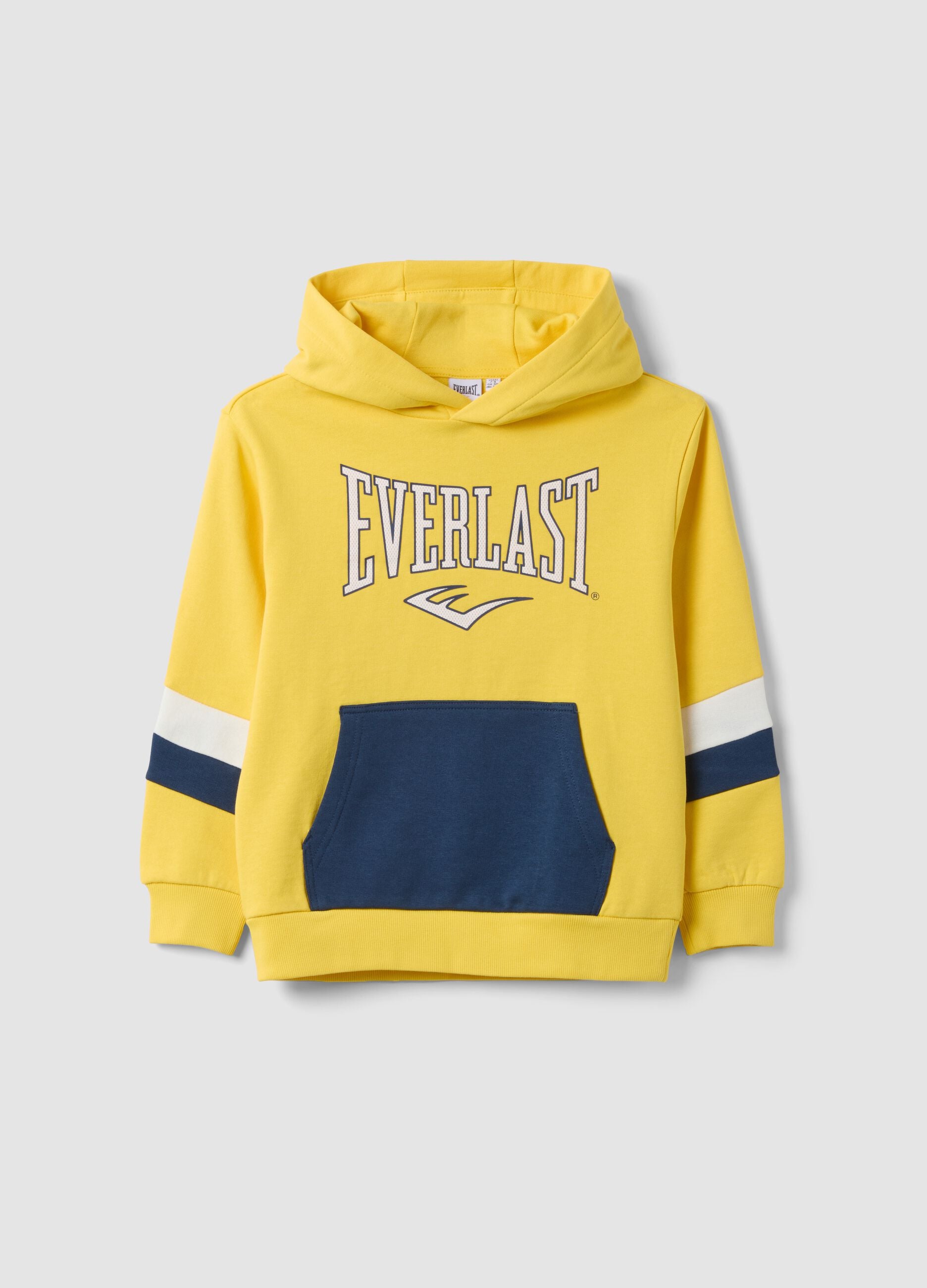 Yellow regular-fit cotton hoodie with logo for boys