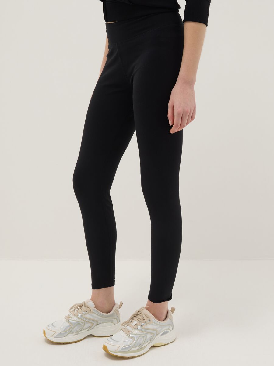 Slim fit black stretch cotton leggings_3