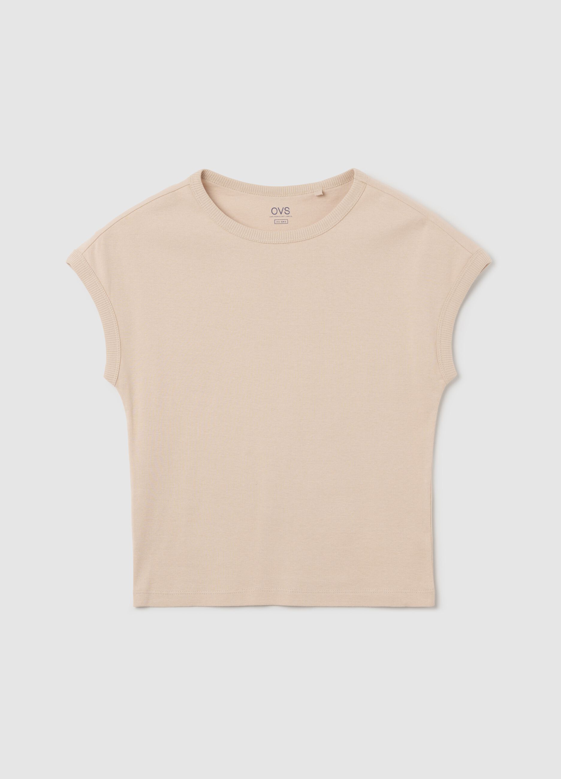 Beige T-shirt with kimono sleeves