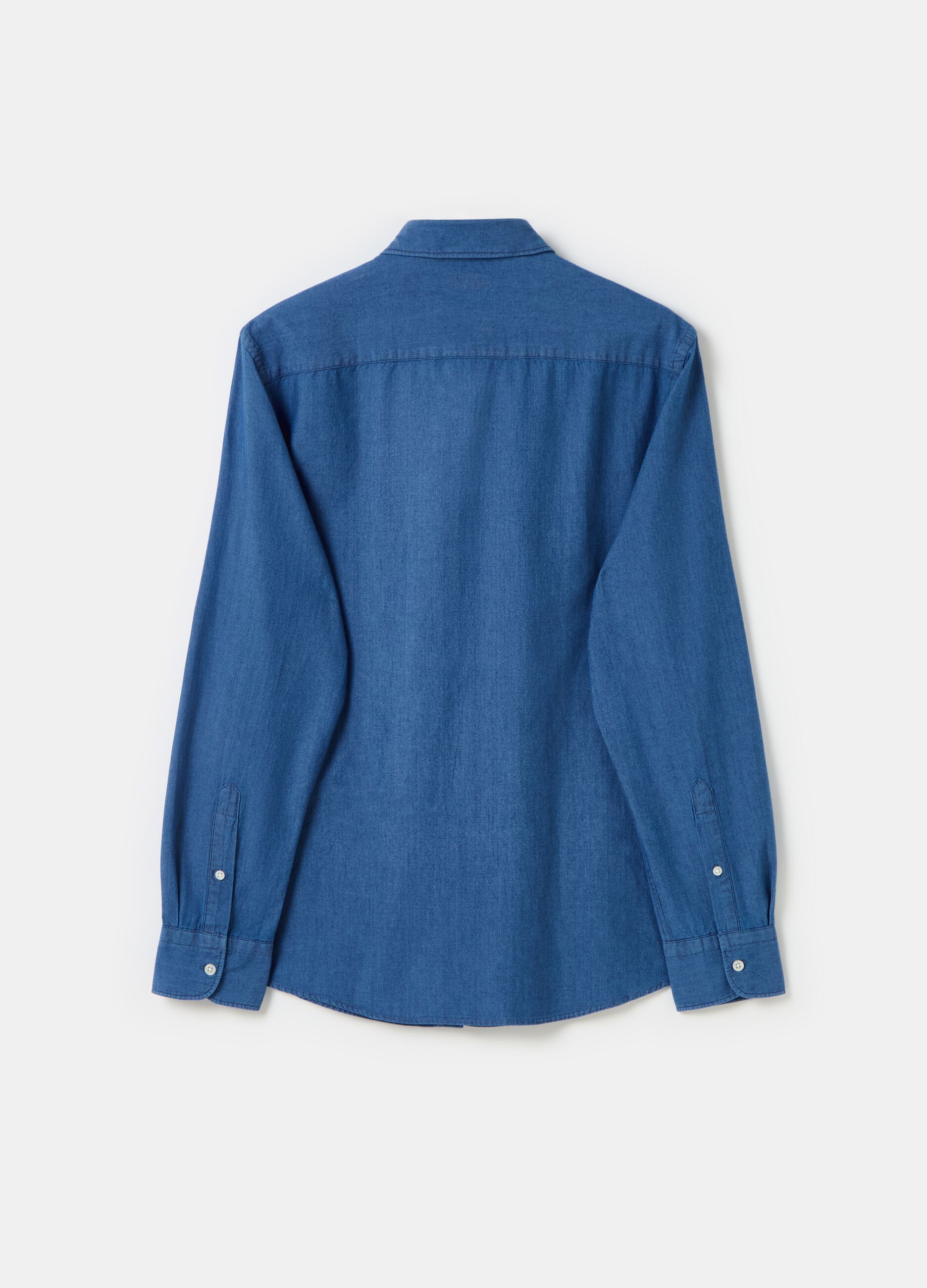 Camicia in chambray con colletto alla francese PIOMBO