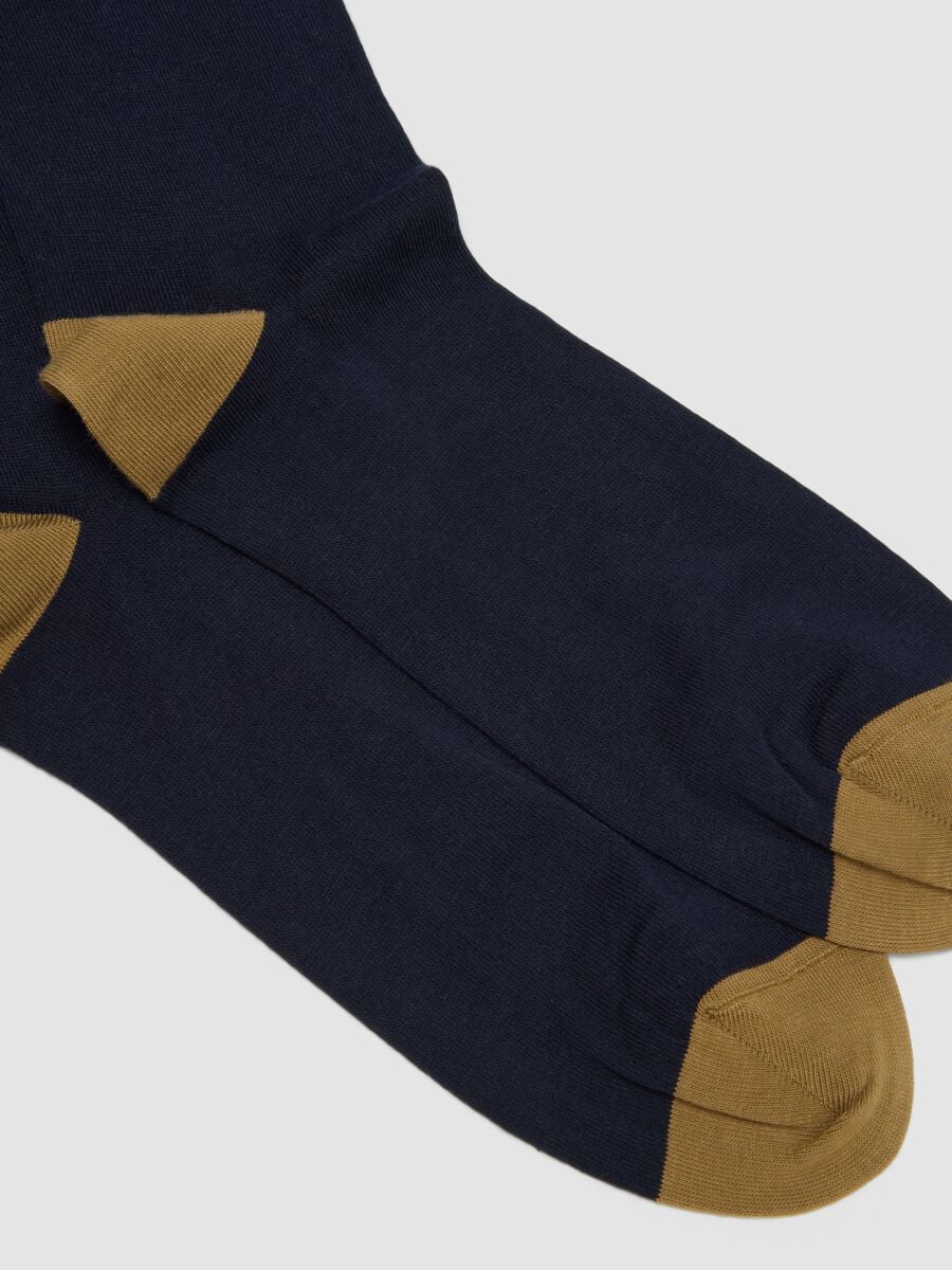 Blue long socks in stretch cotton_2