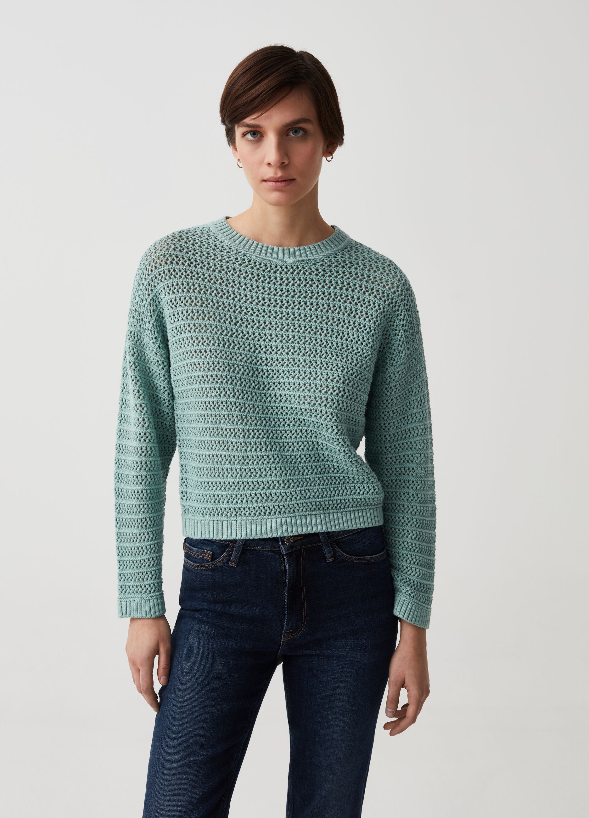 Pullover in cotone crochet