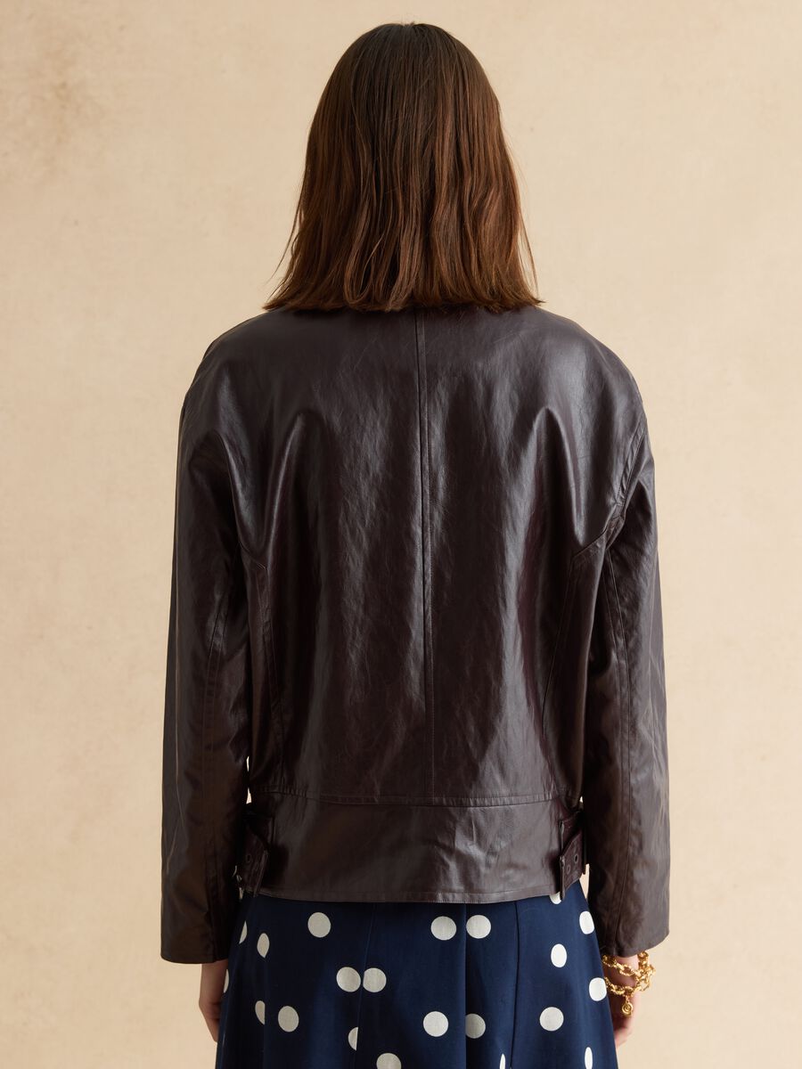 Shiny brown oversized viscose-blend jacket_3