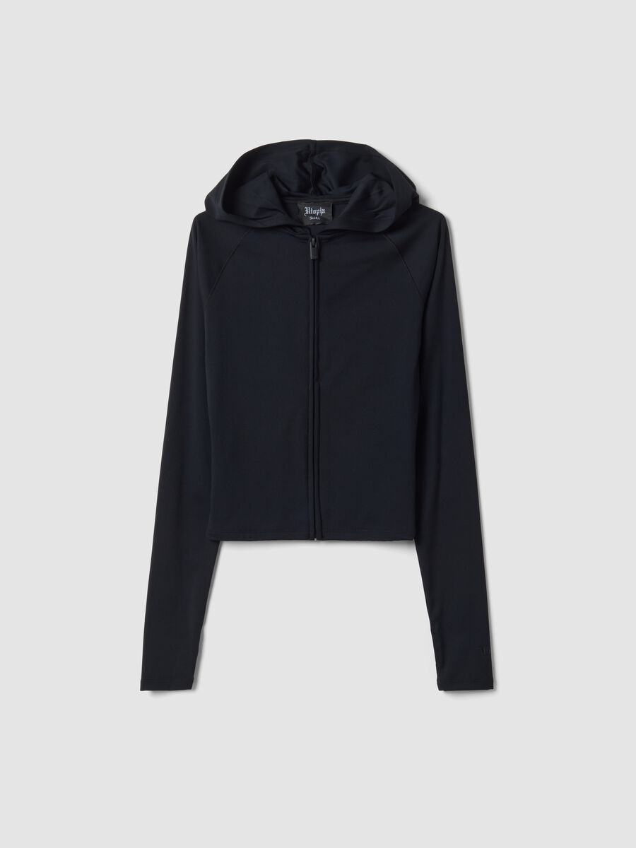 Full-Zip Yoga Hoodie Fitted Black_0