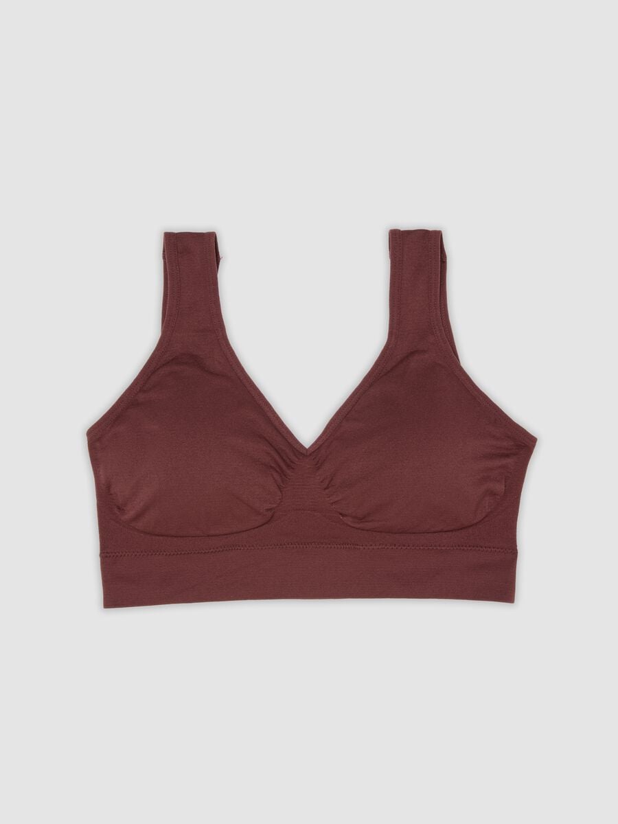 Reggiseno marrone in tessuto elasticizzato con imbottitura removibile_4