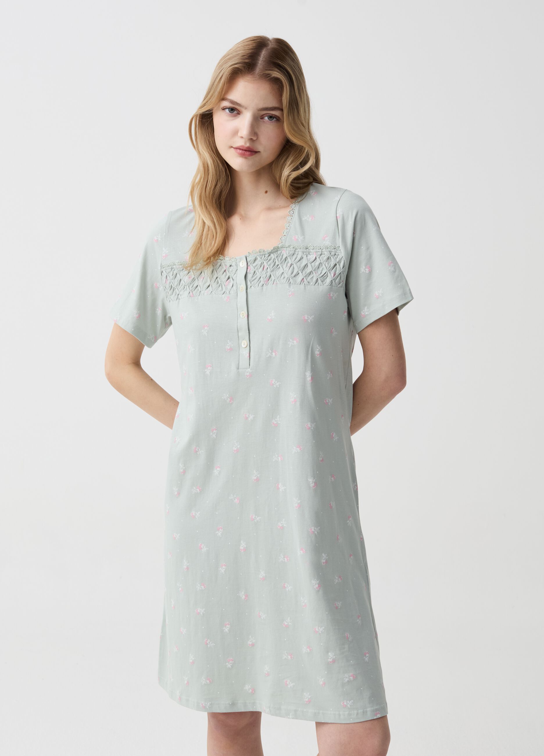 Organic cotton nightdress with pattern