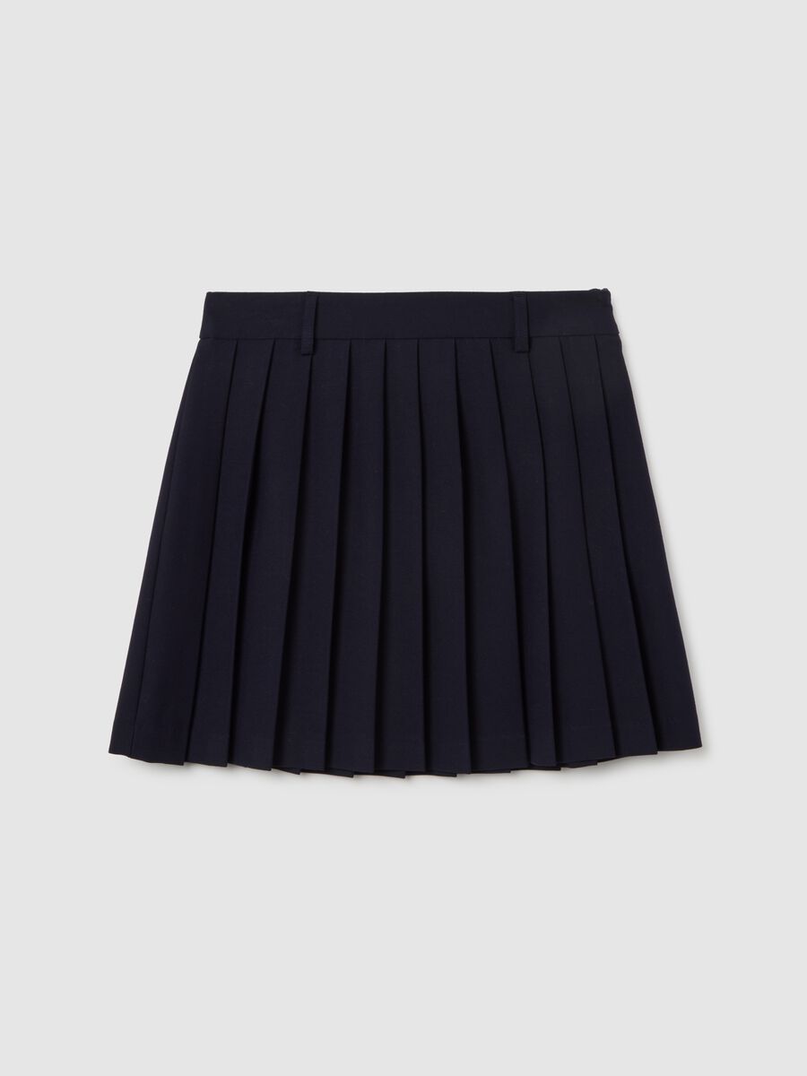 Blue stretch fabric skirt with regular fit_4