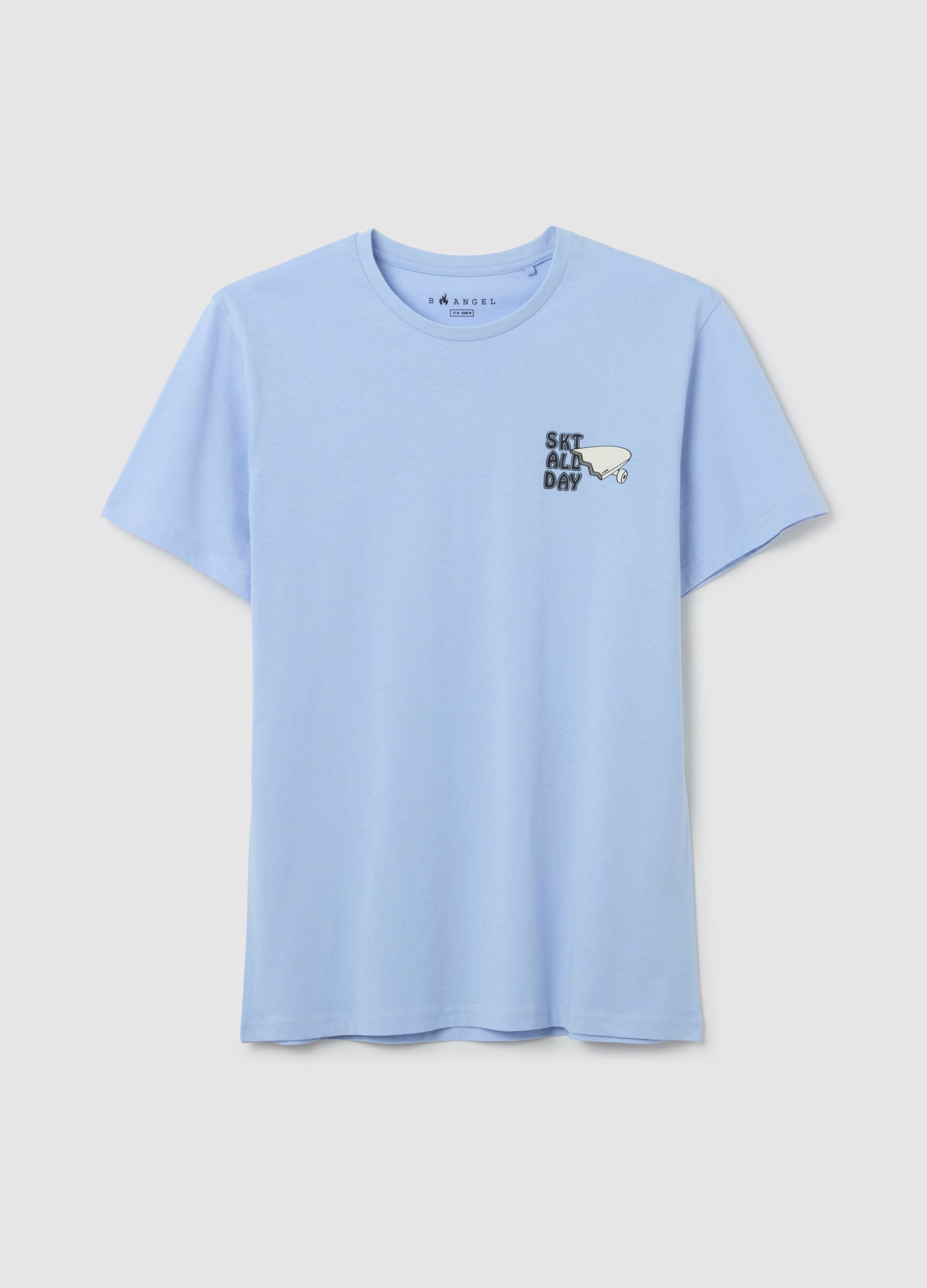 Light blue T-shirt with skateboards print