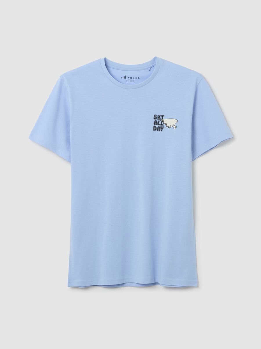 Light blue T-shirt with skateboards print_4