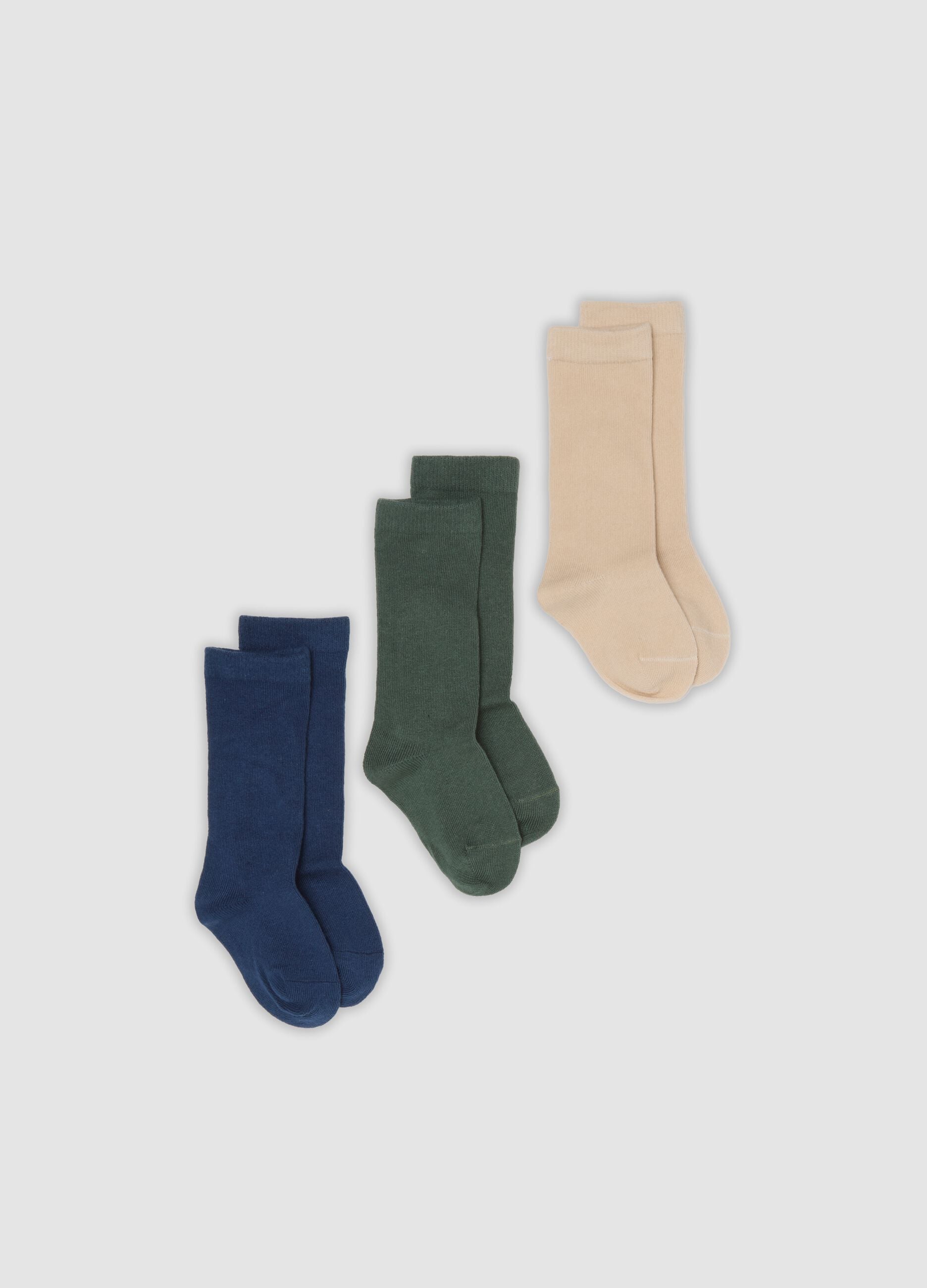 3-pack of multicolour long socks in stretch organic cotton