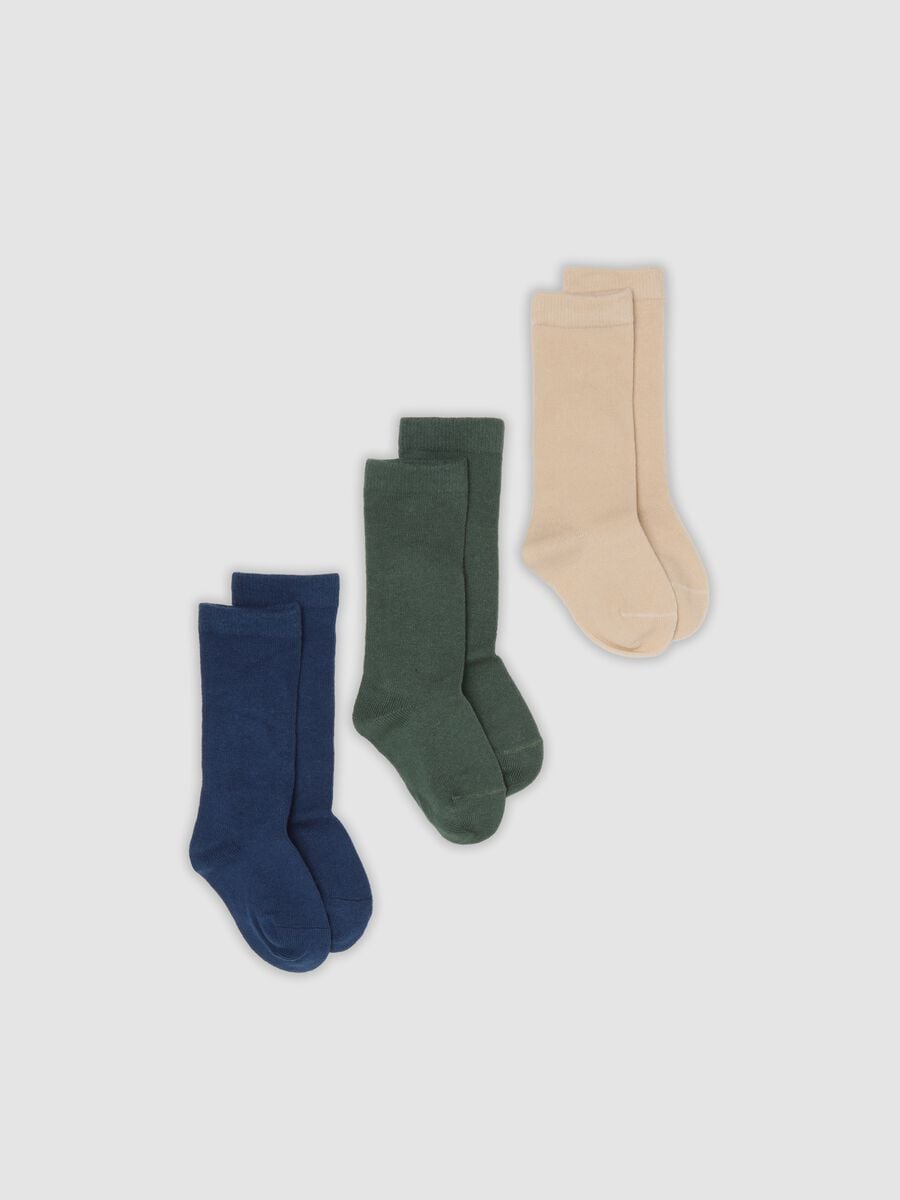 Tripack di calze lunghe multicolor in cotone organico elasticizzato_0