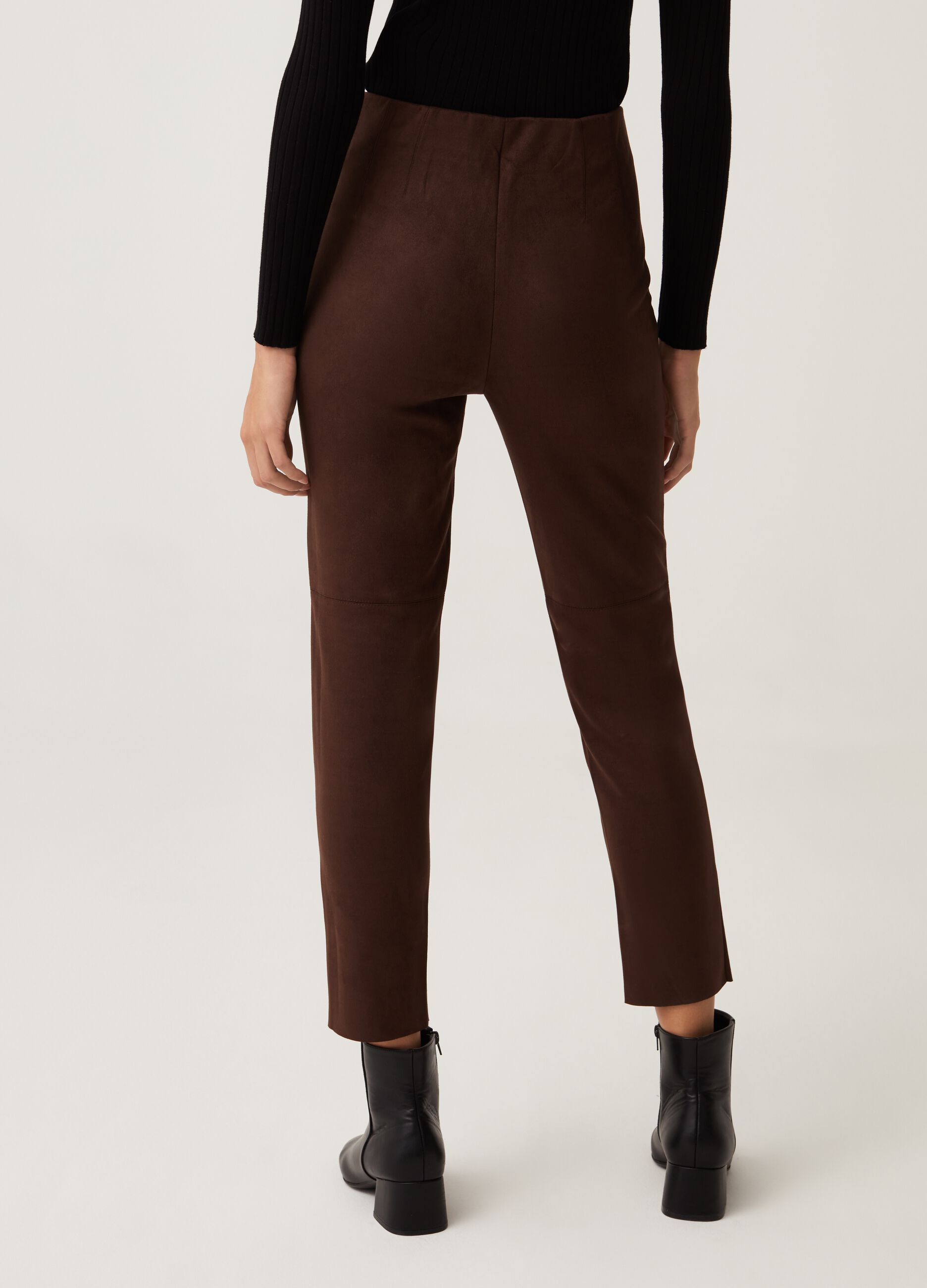 Leggings crop scamosciato