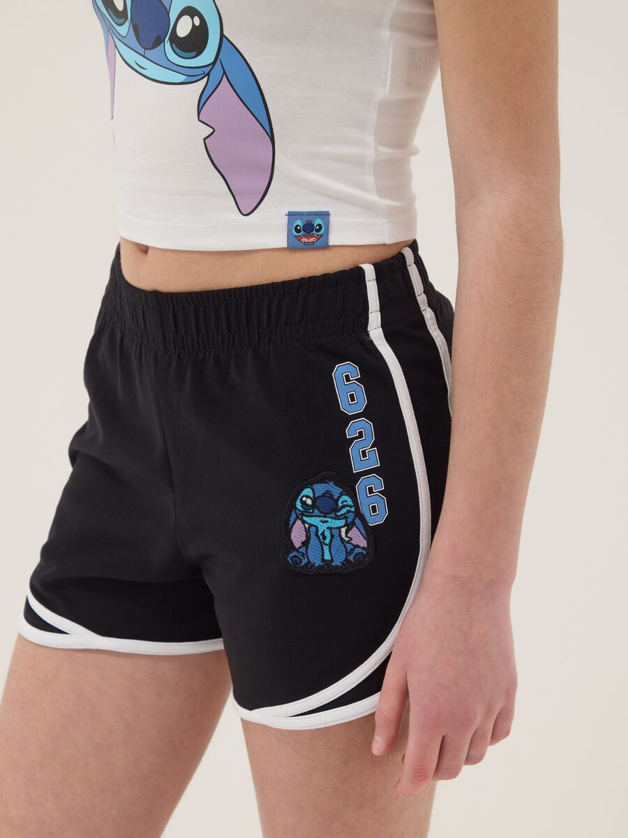 Girl's multicolour stretch cotton fitted set with Stitch_2