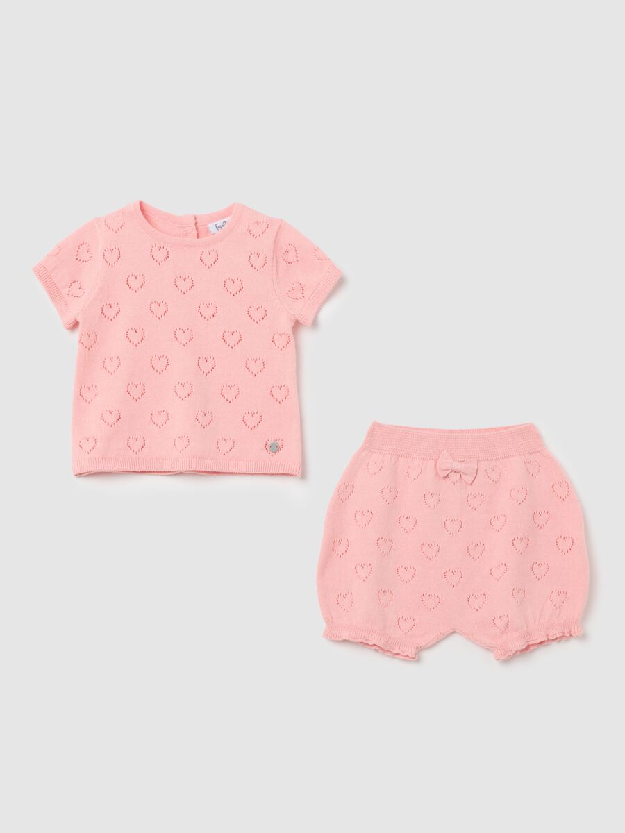 Baby girl pink set in pure cotton_0