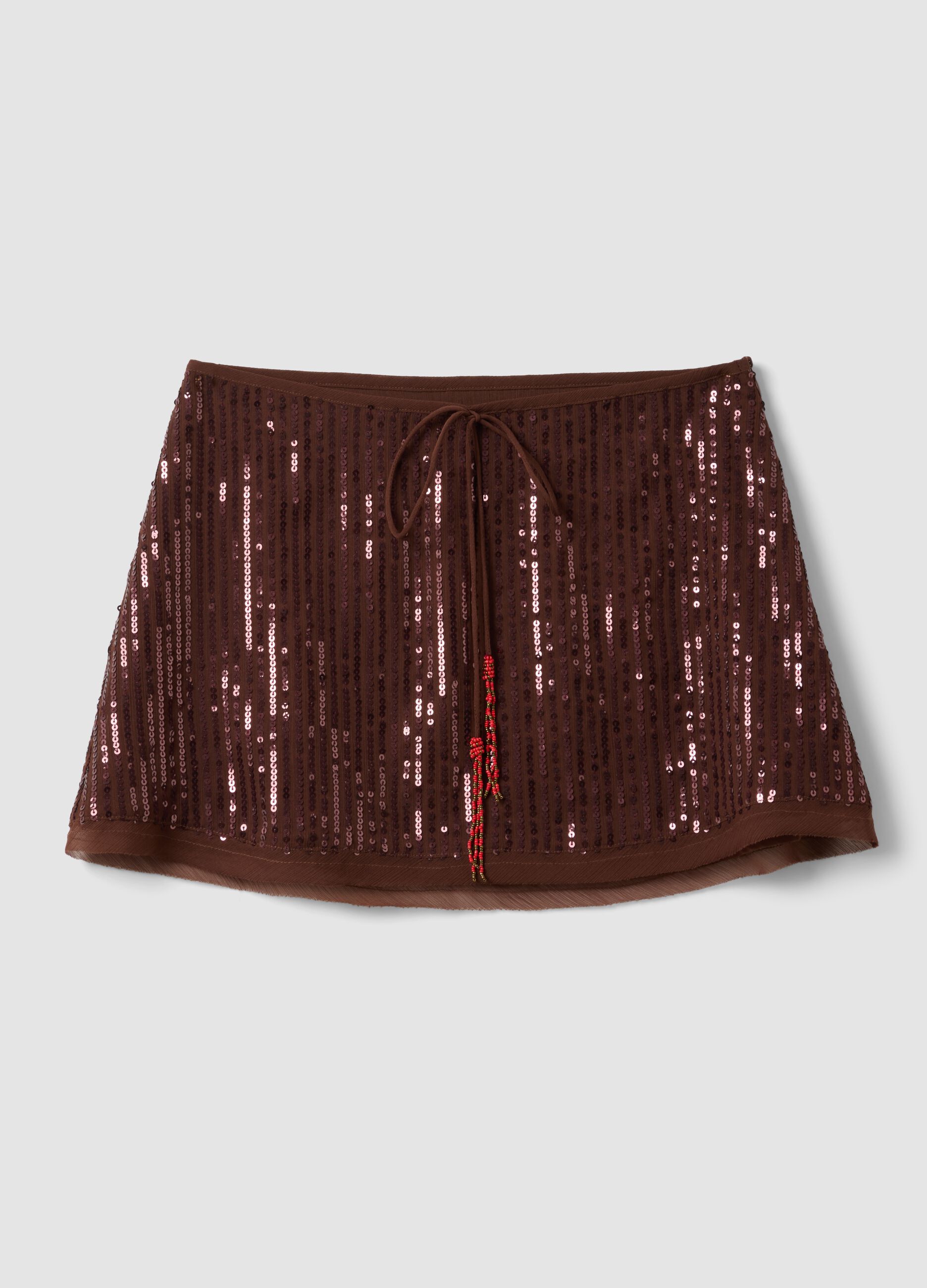 Brown sequin mini skirt