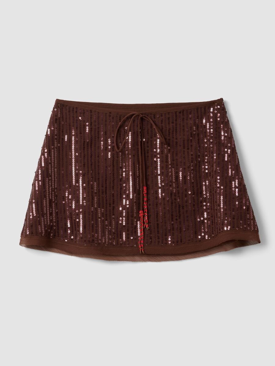 Brown sequin mini skirt_4