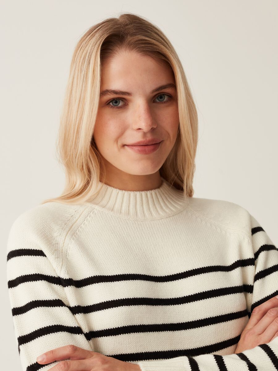 Pullover a righe mock neck_1