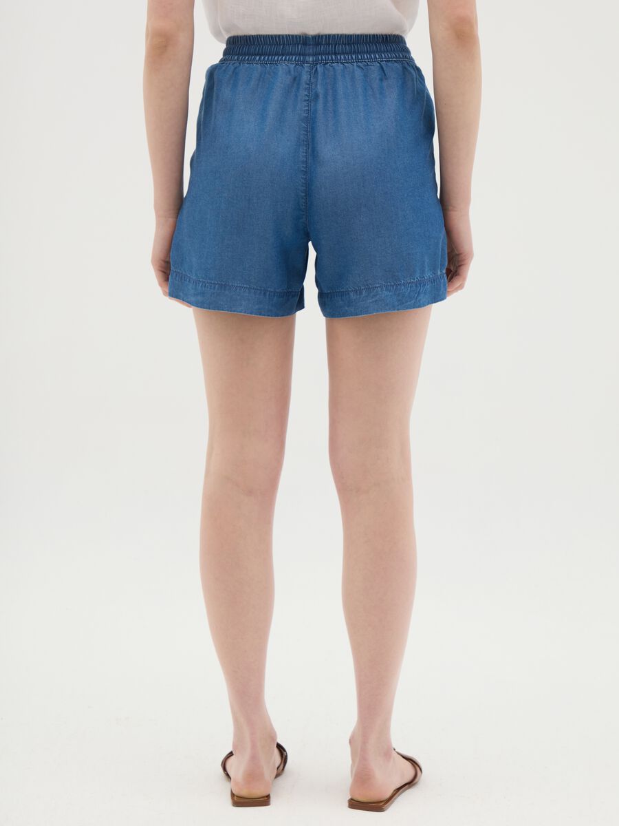 Women's blue regular fit lyocell shorts_3