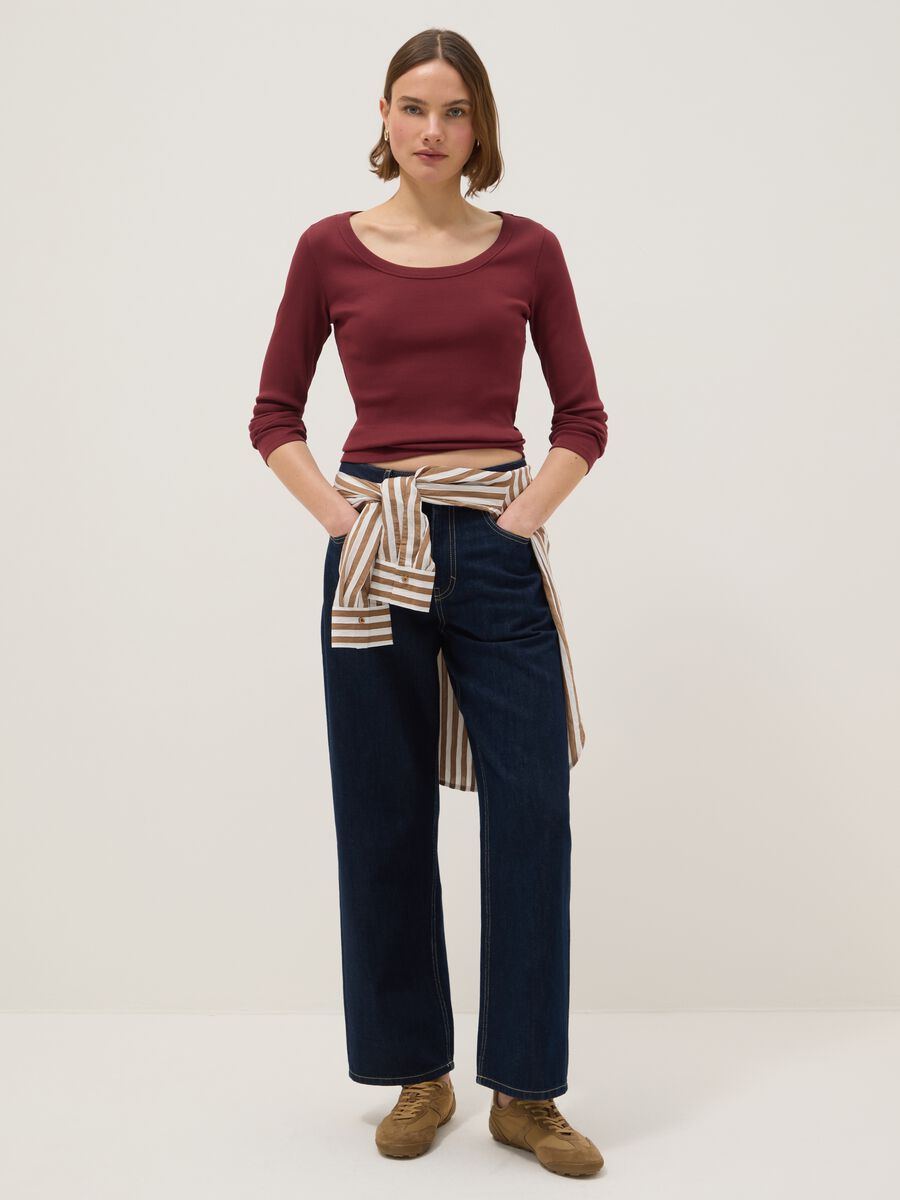 Red pure cotton long sleeve T-shirt regular fit_1