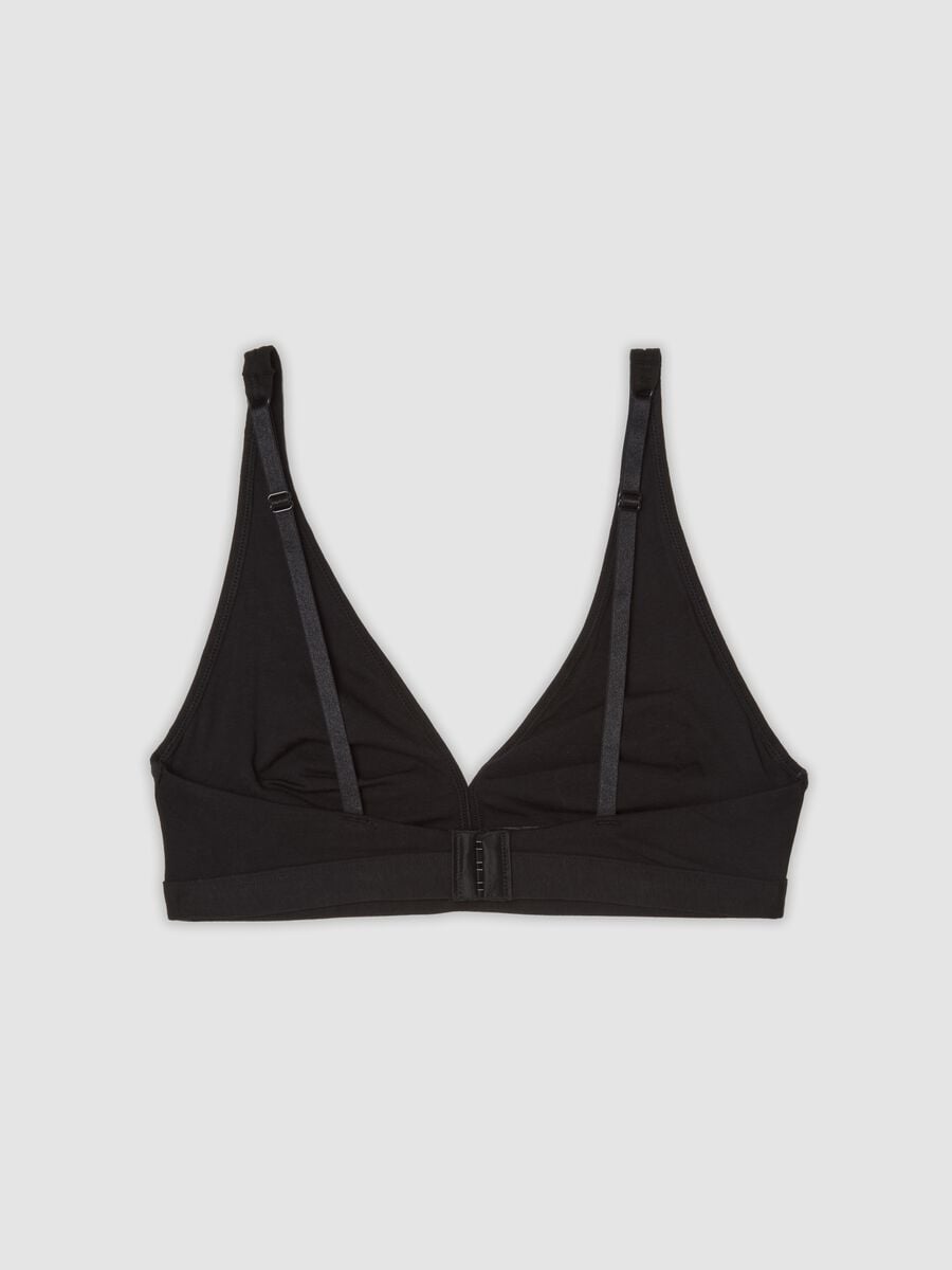 Reggiseno nero in cotone organico elasticizzato a triangolo_1