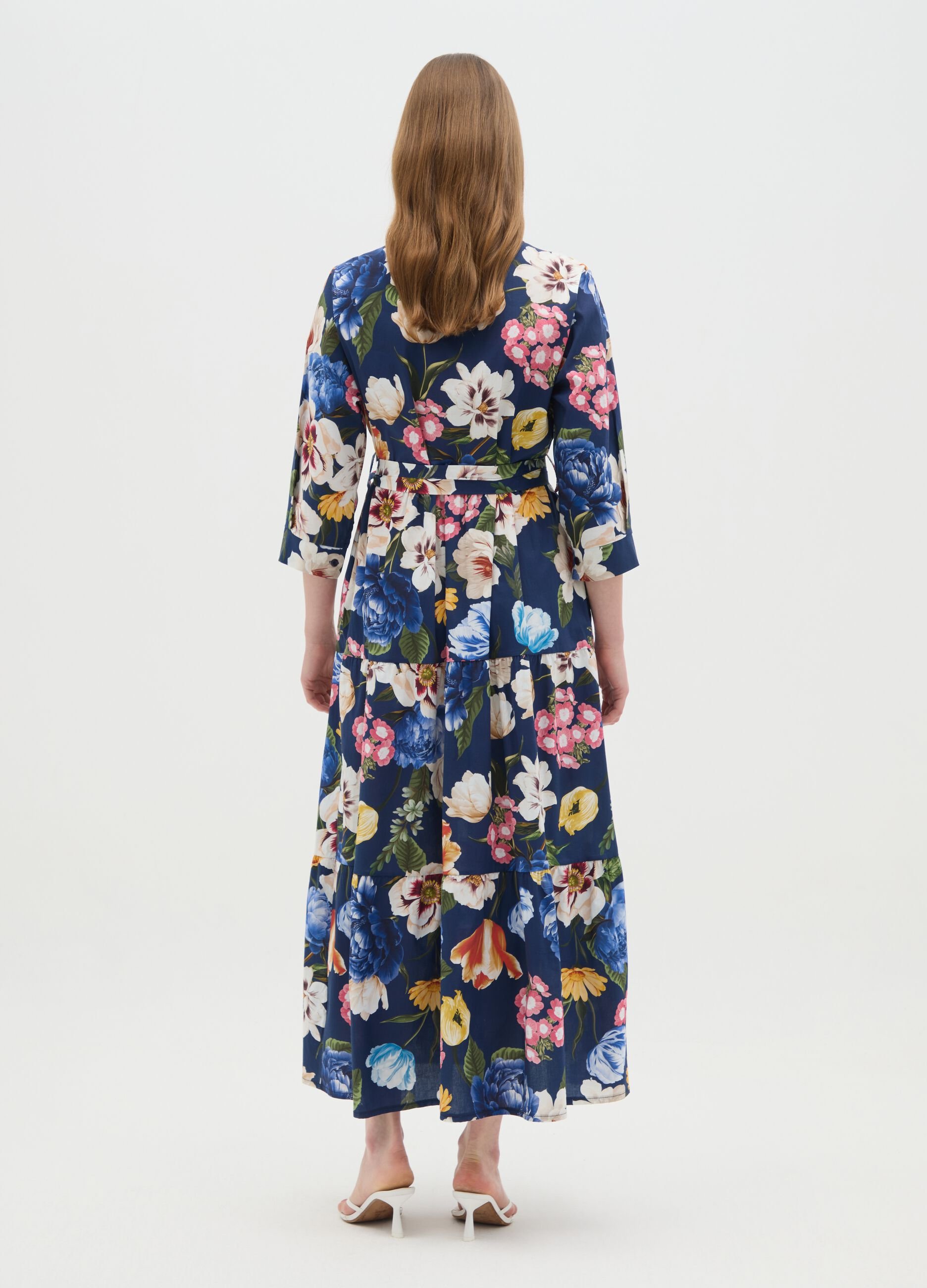 Women's Long Cotton Multicolour Regular Fit Dress