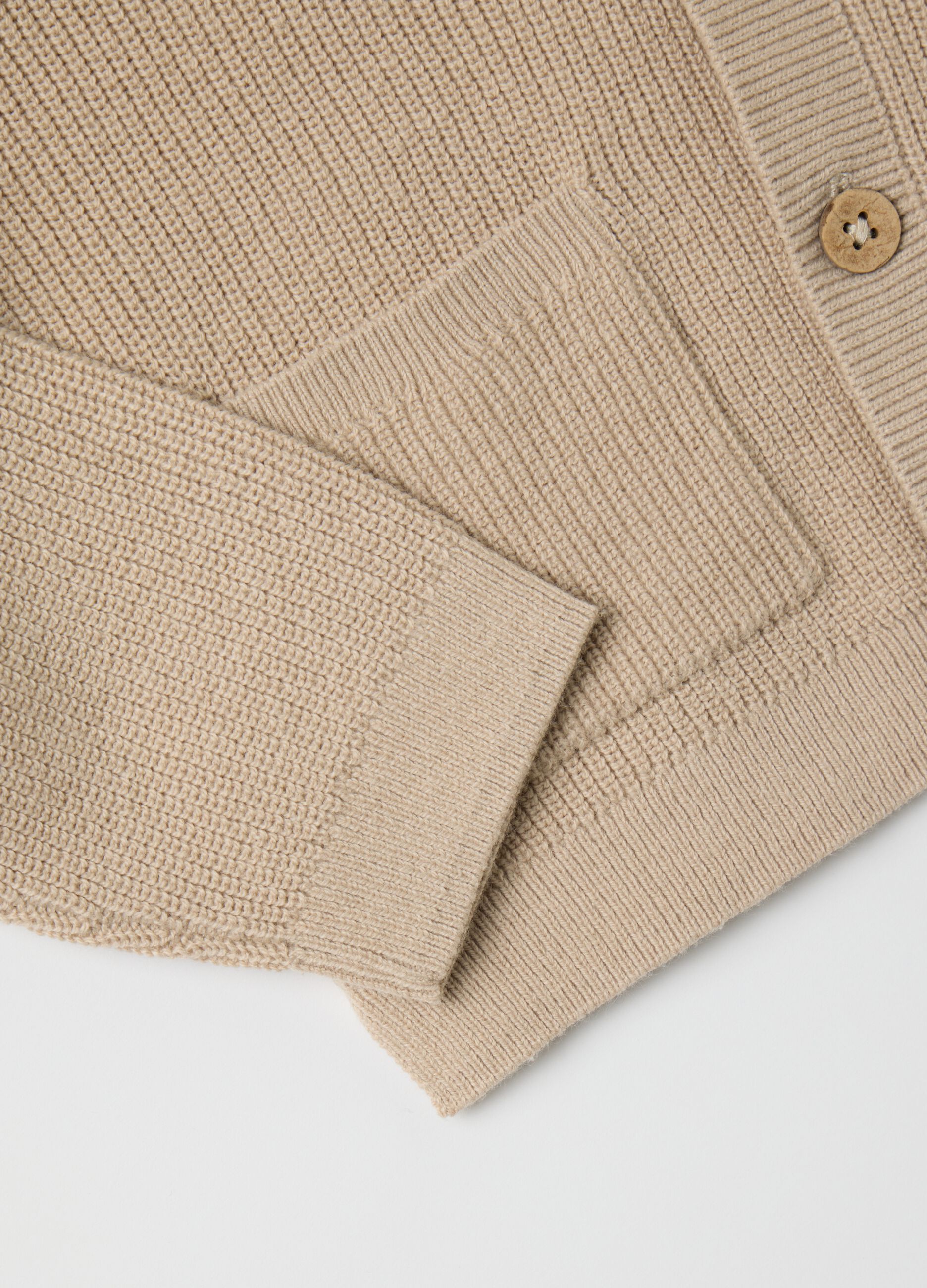 Beige Cotton Blend Children's Cardigan