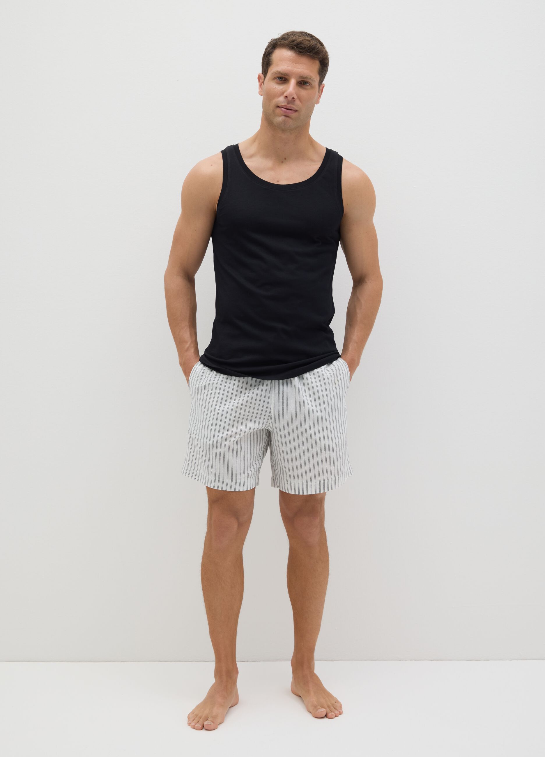 Men's black pure cotton vest regular fit