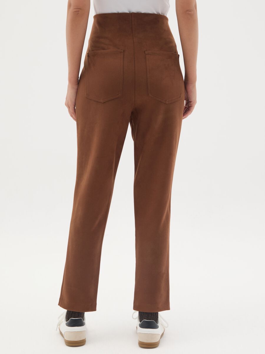 Pantaloni premaman elasticizzati scamosciati marroni _3